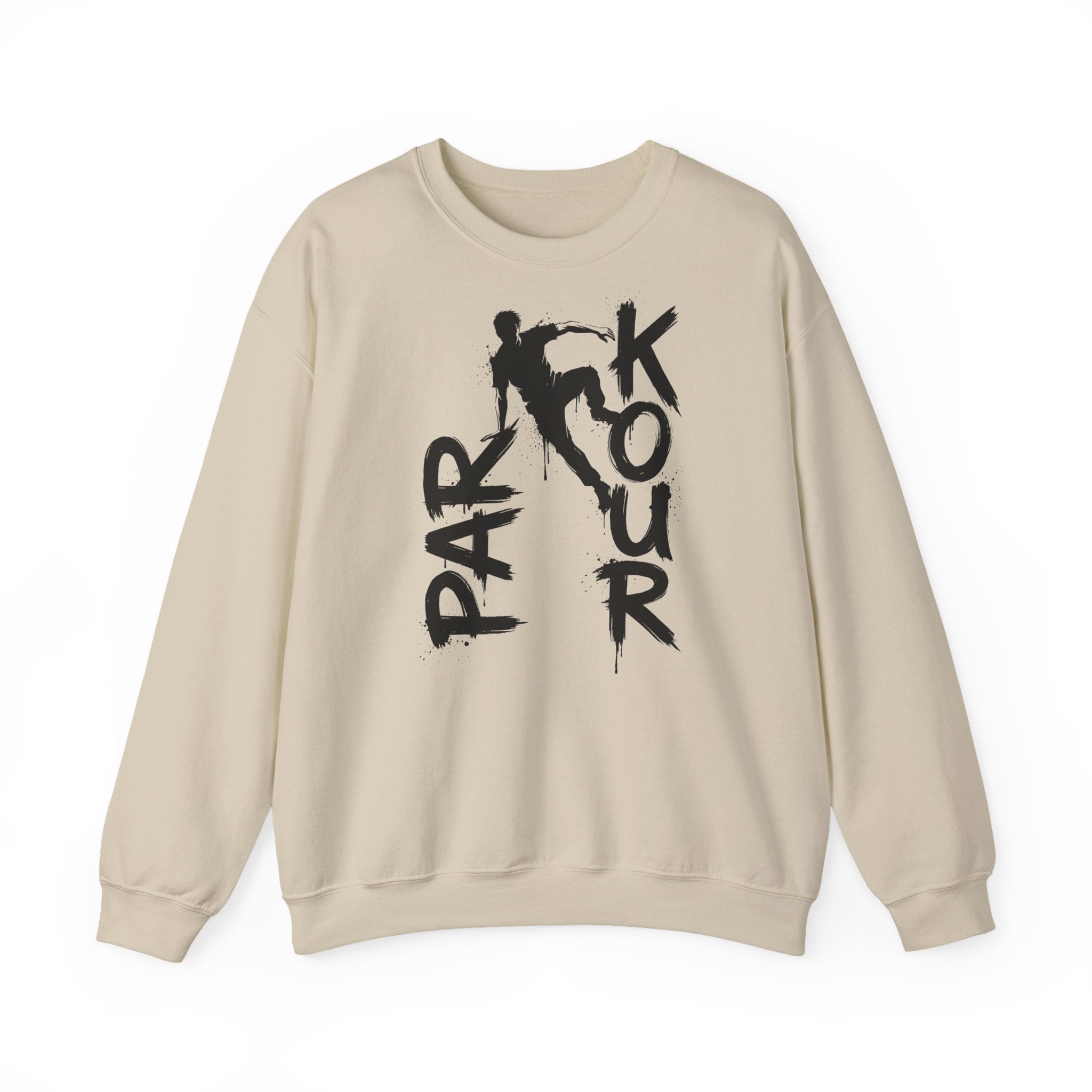 Parkour 11: Frontprint, Unisex Sweatshirt - Urban Stunt Silhouette Crewneck