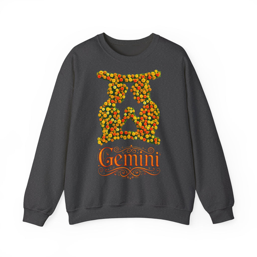 Zwilling: Frontprint, Unisex Sweatshirt, florales Sternzeichen, Zodiac Astrologie (Gemini)
