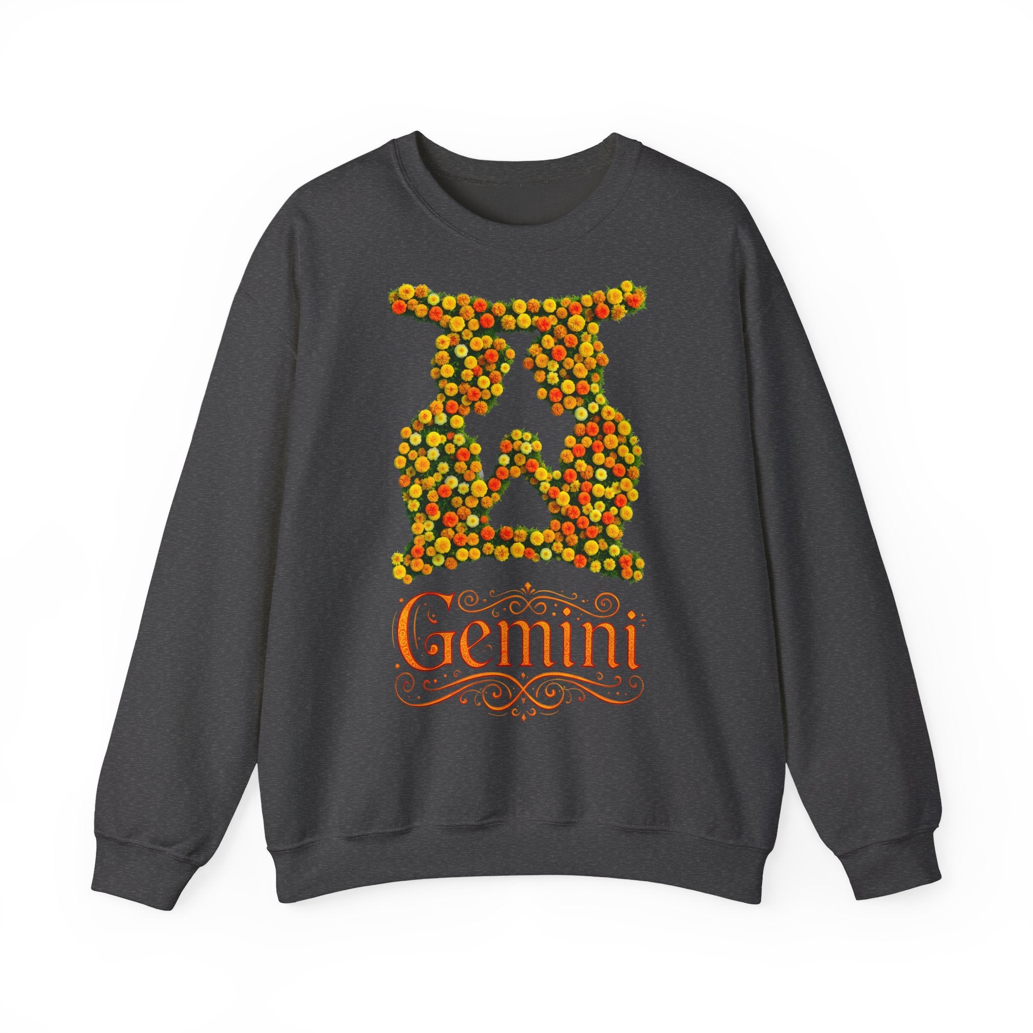 Zwilling: Frontprint, Unisex Sweatshirt, florales Sternzeichen, Zodiac Astrologie (Gemini)