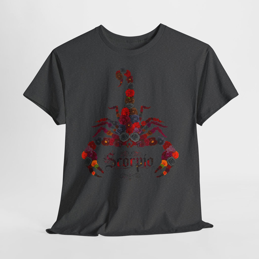 Skorpion: Frontprint, Unisex T-Shirt - Florales Sternzeichen Astrologie (Scorpio)