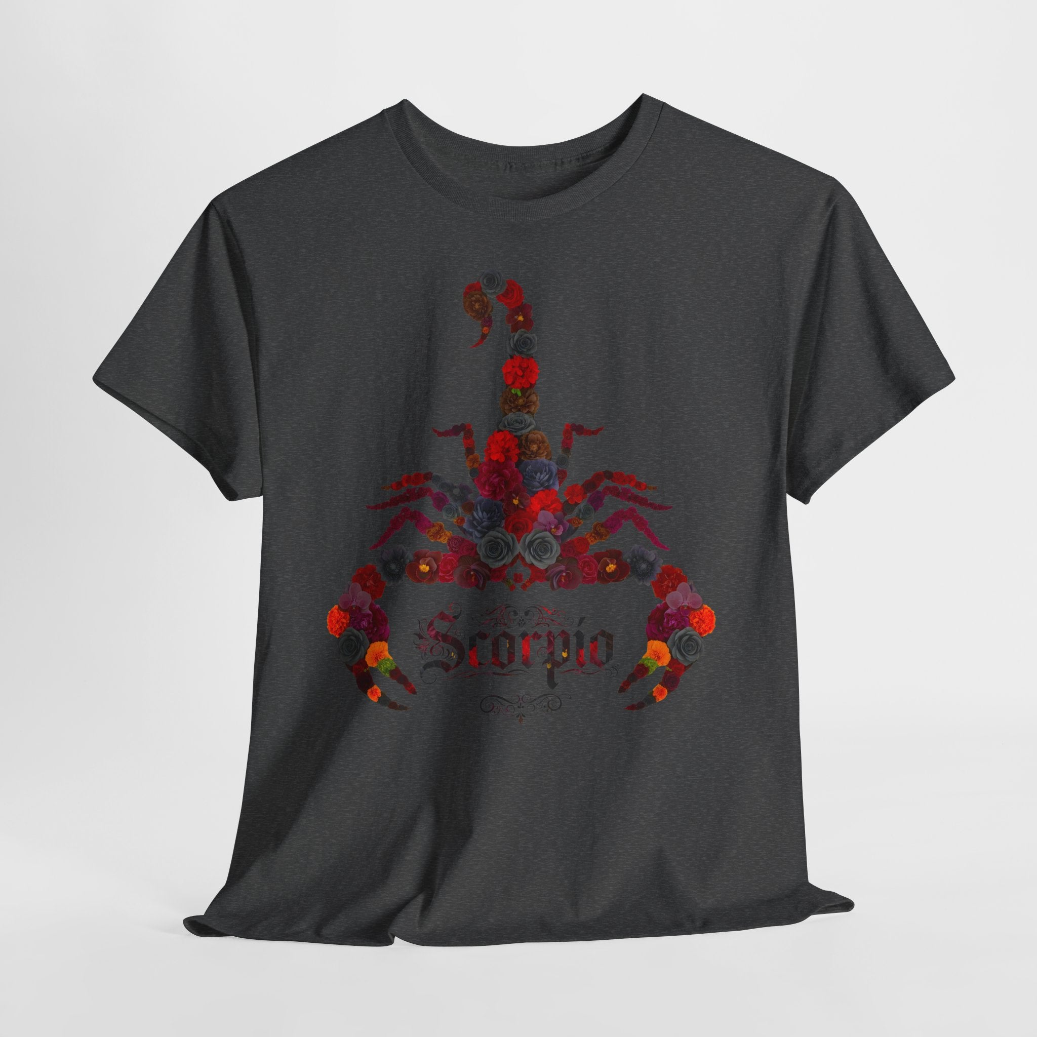 Skorpion: Frontprint, Unisex T-Shirt - Florales Sternzeichen Astrologie (Scorpio)