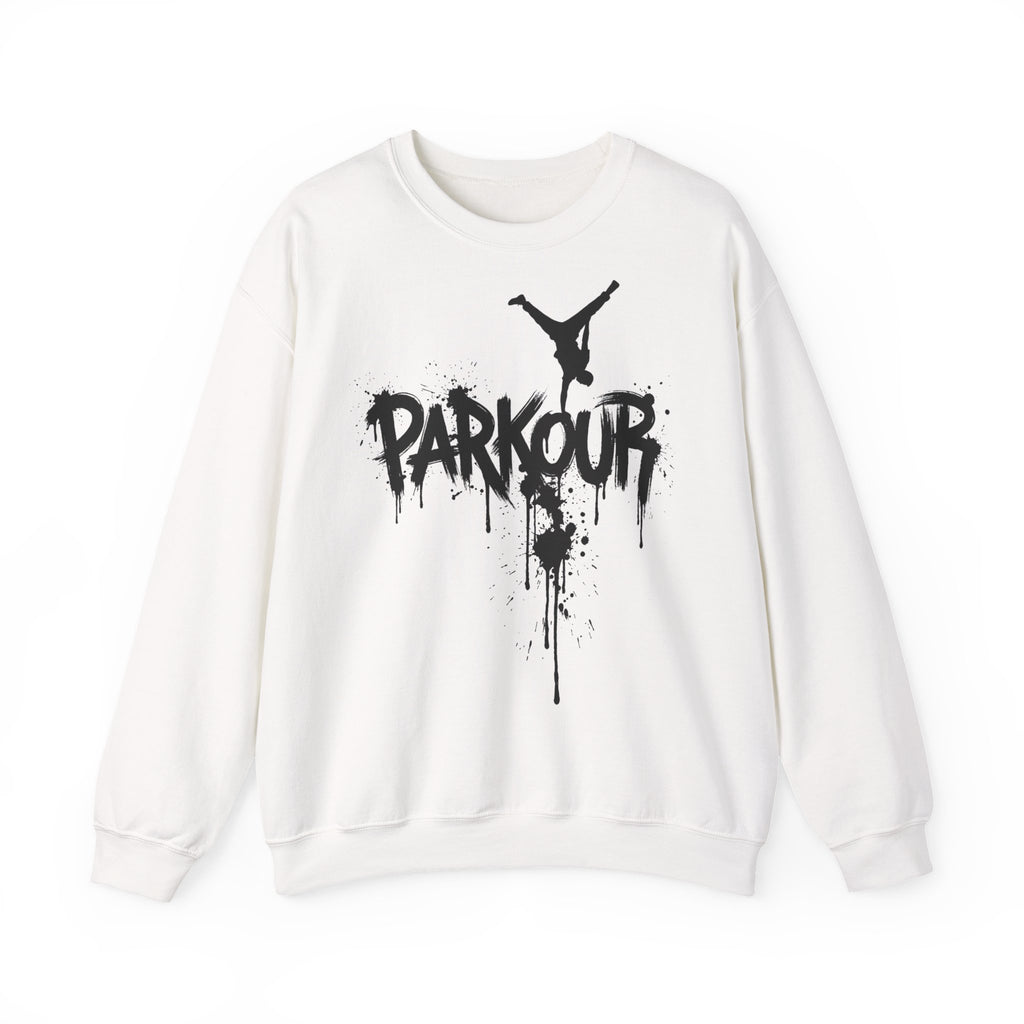 Parkour 05: Frontprint, Unisex Sweatshirt - Urban Stunt Silhouette Crewneck