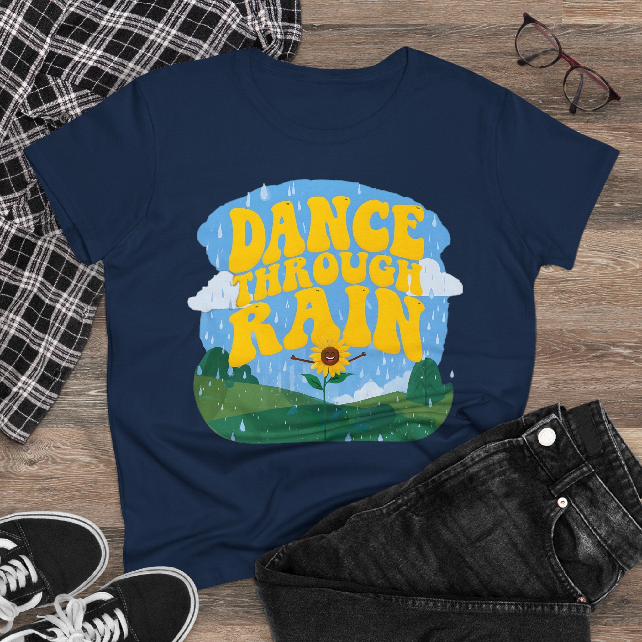 Dance through Rain - Miss Positive Vibes: Frontprint, Womens' T-Shirt