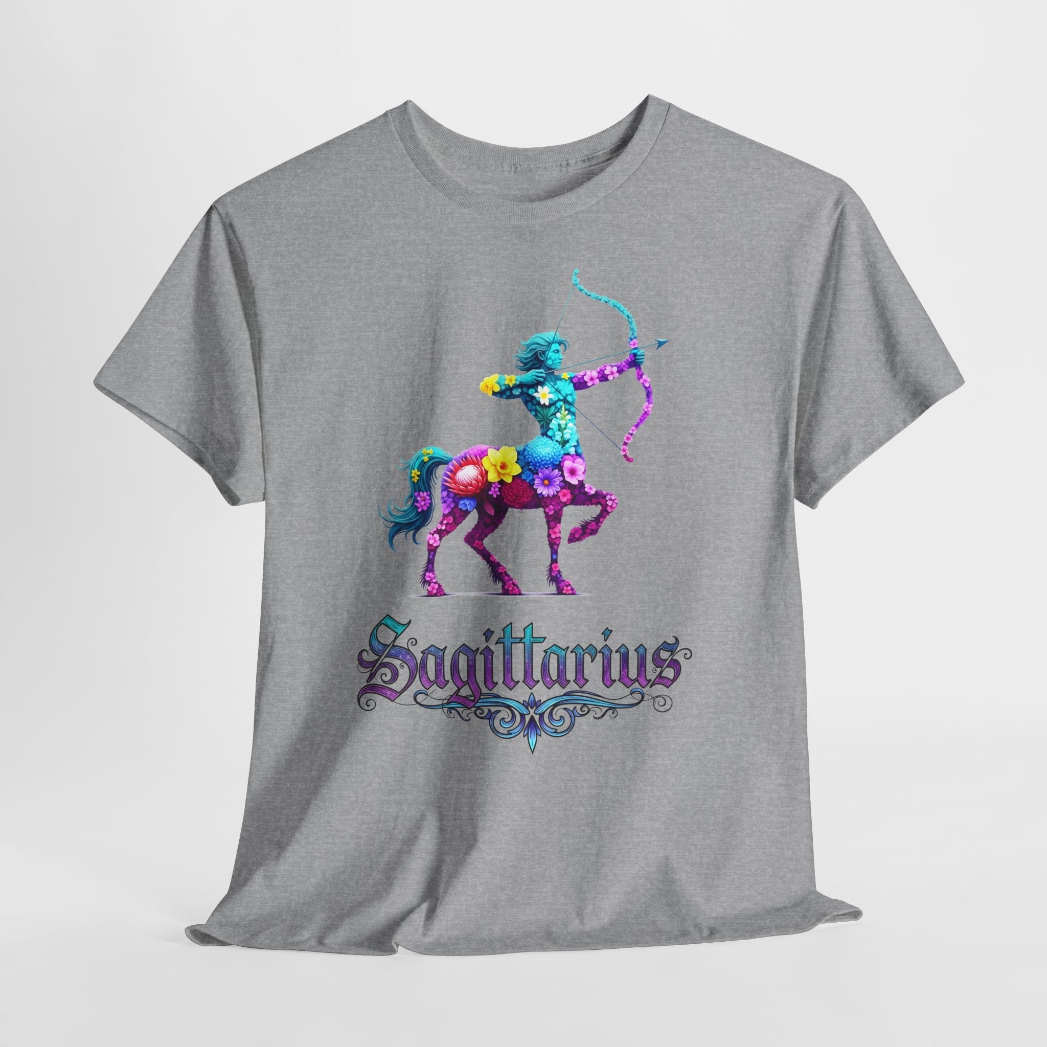 Schütze: Frontprint, Unisex T-Shirt - Florales Sternzeichen Astrologie (Sagittarius)
