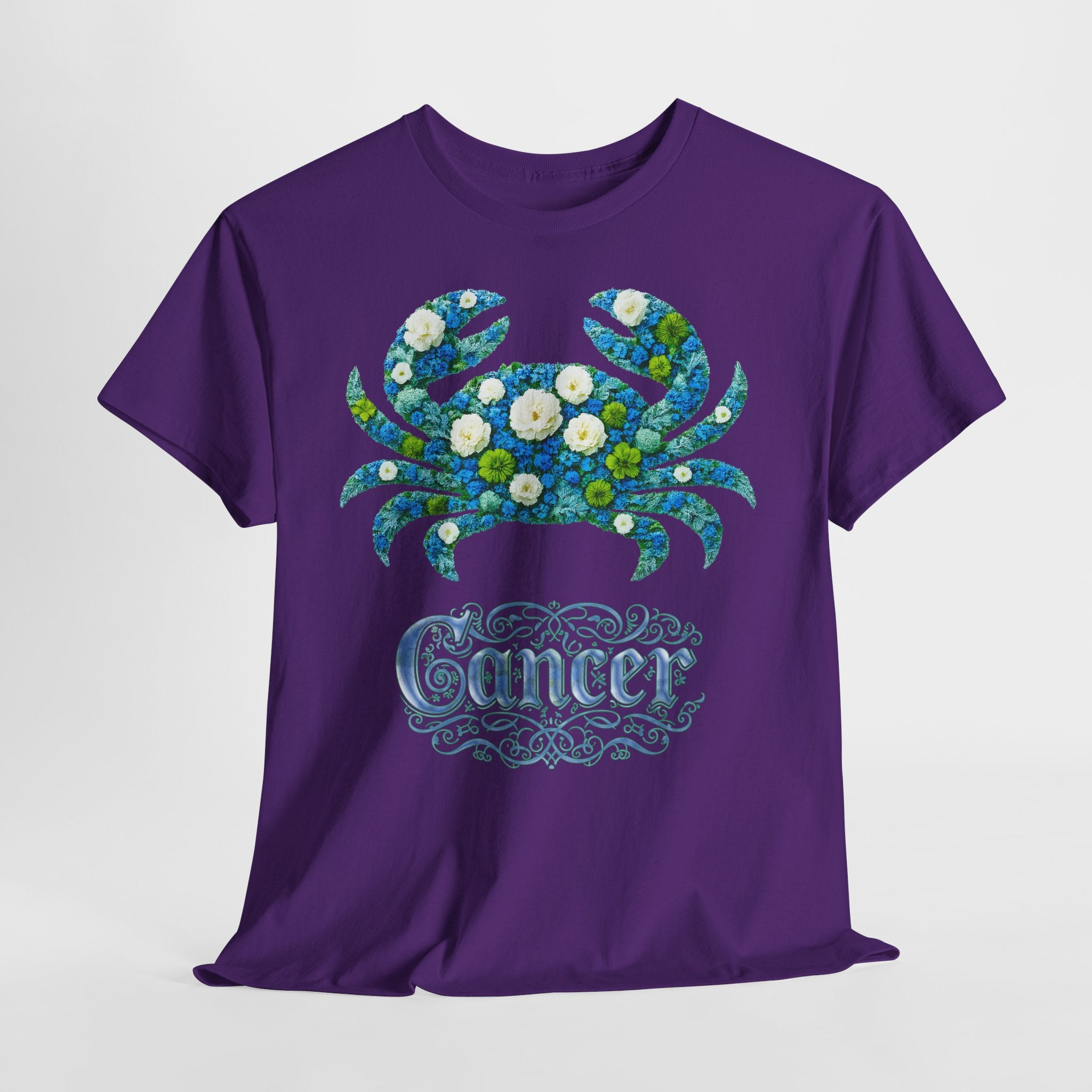 Krebs: Frontprint, Unisex T-Shirt - Florales Sternzeichen Astrologie (Cancer)