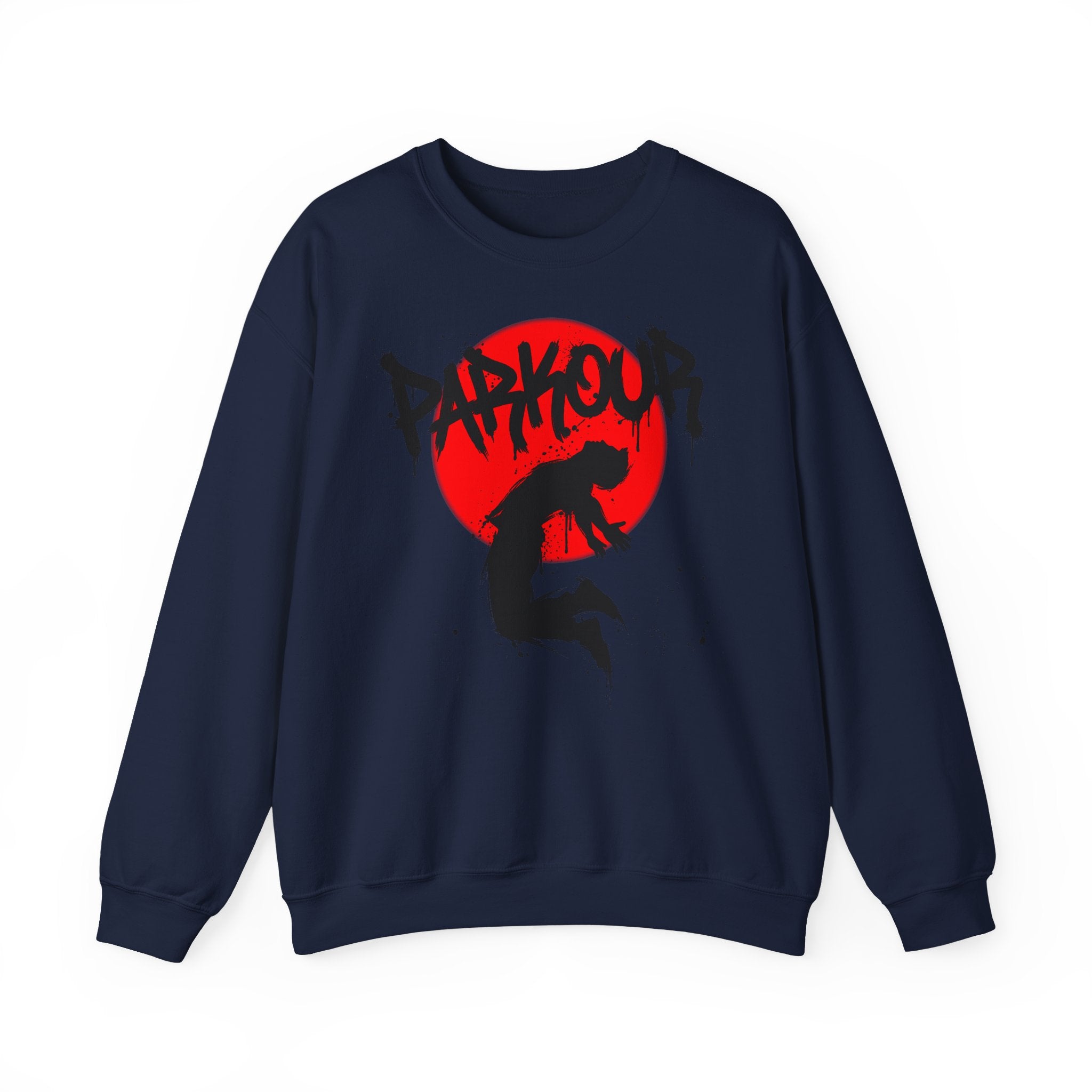 Parkour A: Frontprint, Unisex Sweatshirt - Urban Stunt Silhouette Crewneck