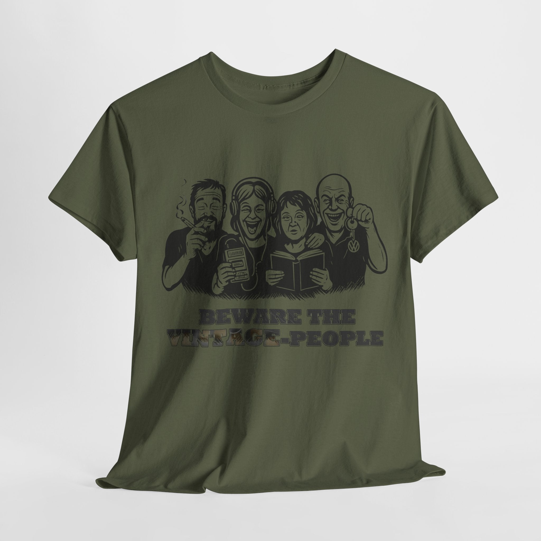 Vintage People - Retro Walkman, VW Bully, Peace Love Rock'n Roll Shirt