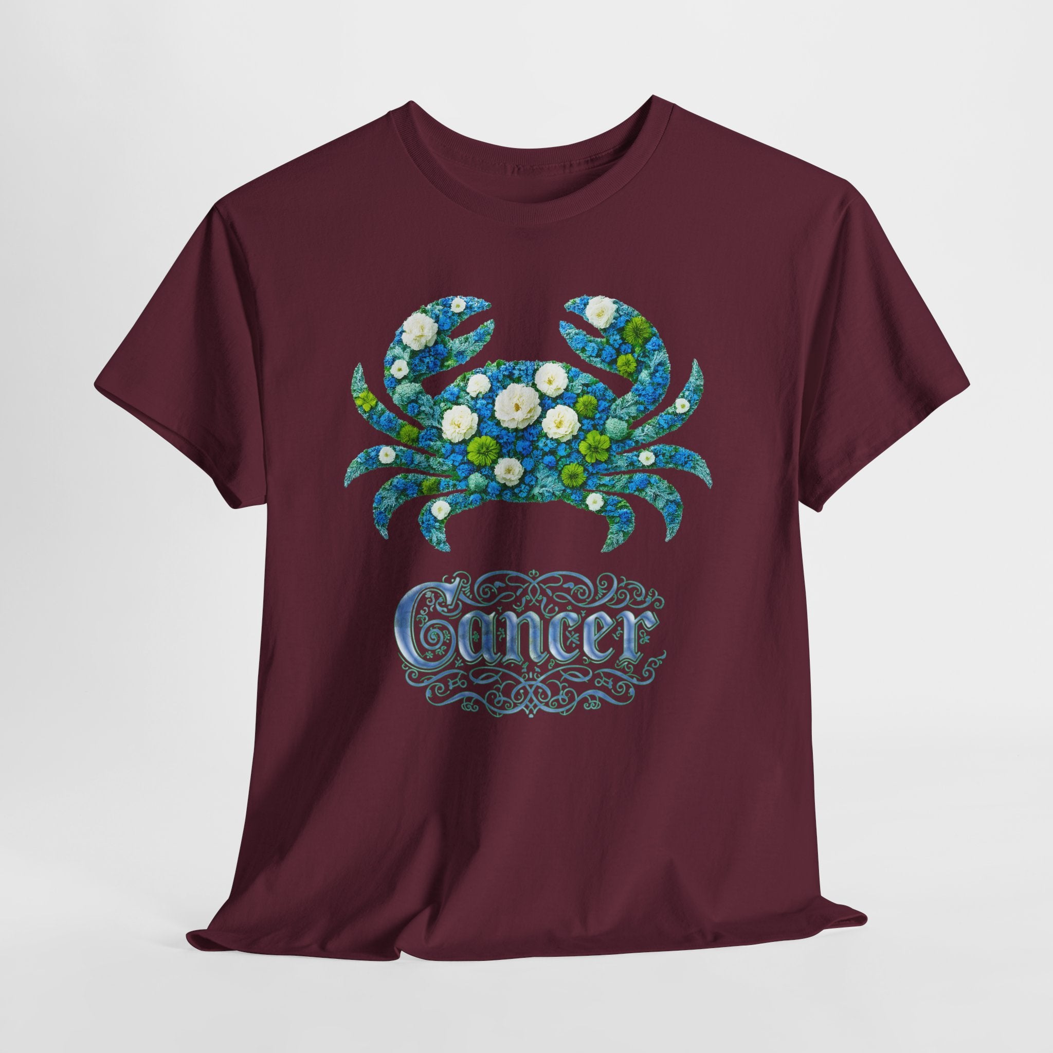 Cancer Floral Zodiac Tee, Astrology Shirt, Gift for Cancer, Horoscope Apparel, Unisex Tees, Cute Crab Design