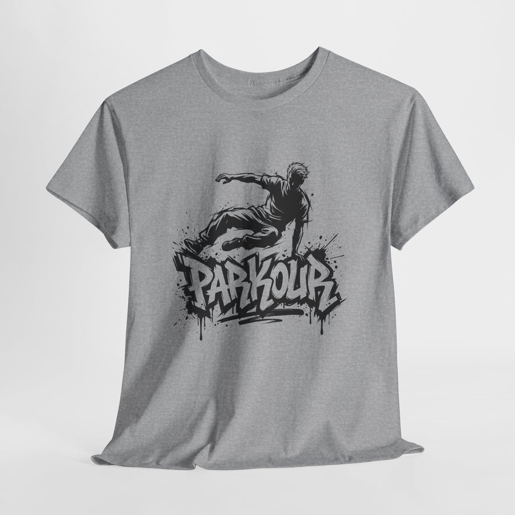 Parkour 07: Frontprint, Unisex T-Shirt - Urban Stunt Silhouette Crewneck