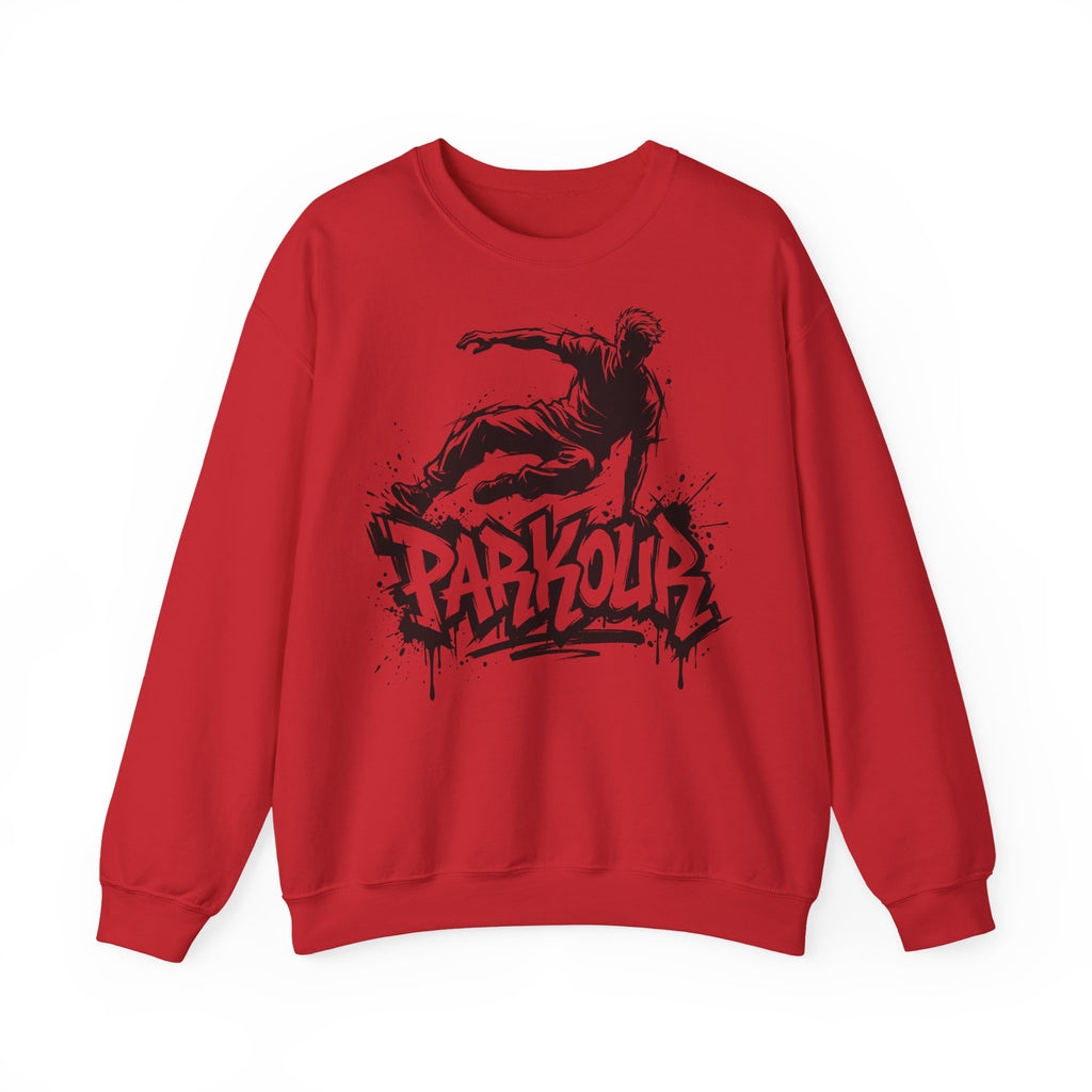 Parkour 07: Frontprint, Unisex Sweatshirt - Urban Stunt Silhouette Crewneck