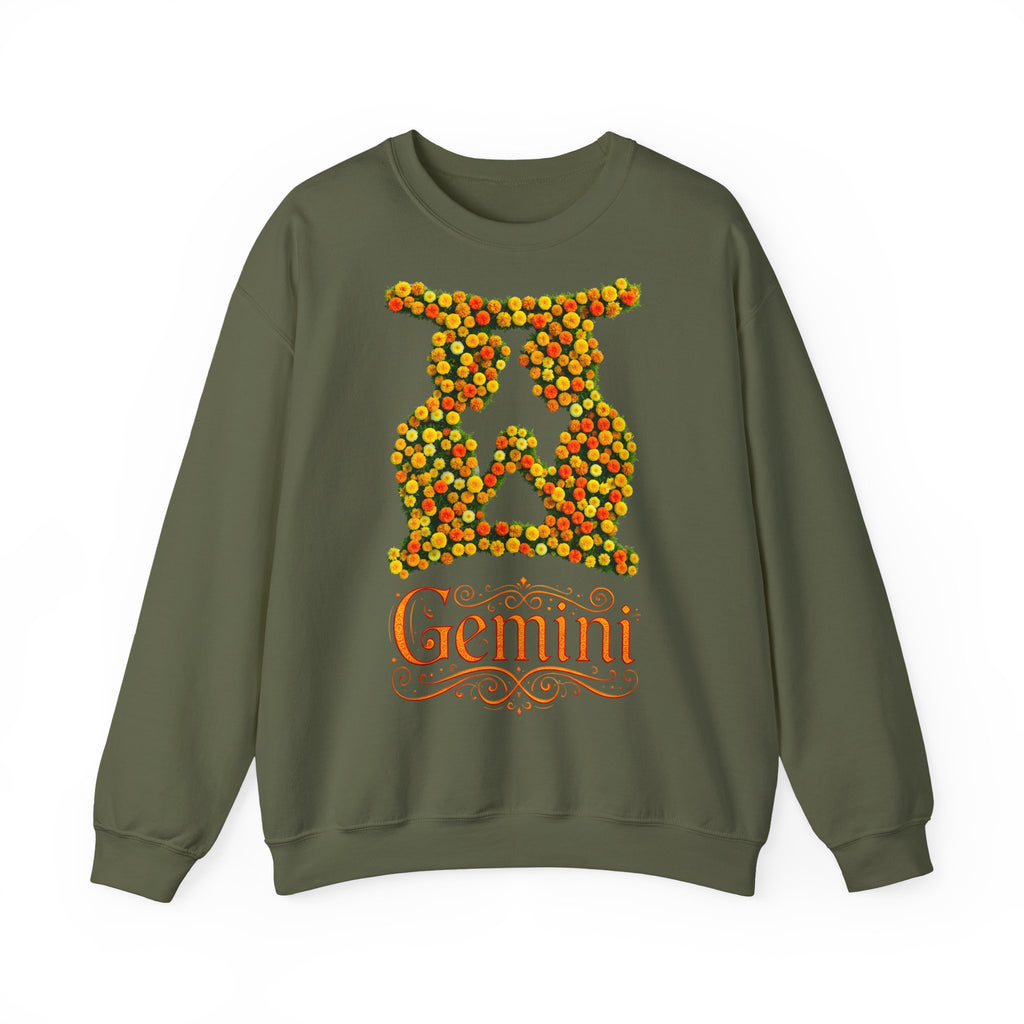 Zwilling: Frontprint, Unisex Sweatshirt, florales Sternzeichen, Zodiac Astrologie (Gemini)