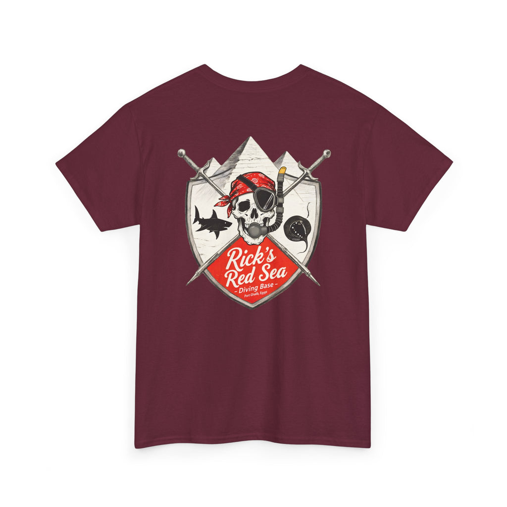 Diving Base Port Ghalib Egypt, Rick's Pirate-Themed Unisex Heavy Cotton Tee, Fun Nautical Shirt, Casual Tee for Summer, Gift for Pirate Lovers, Coastal Adventure Apparel
