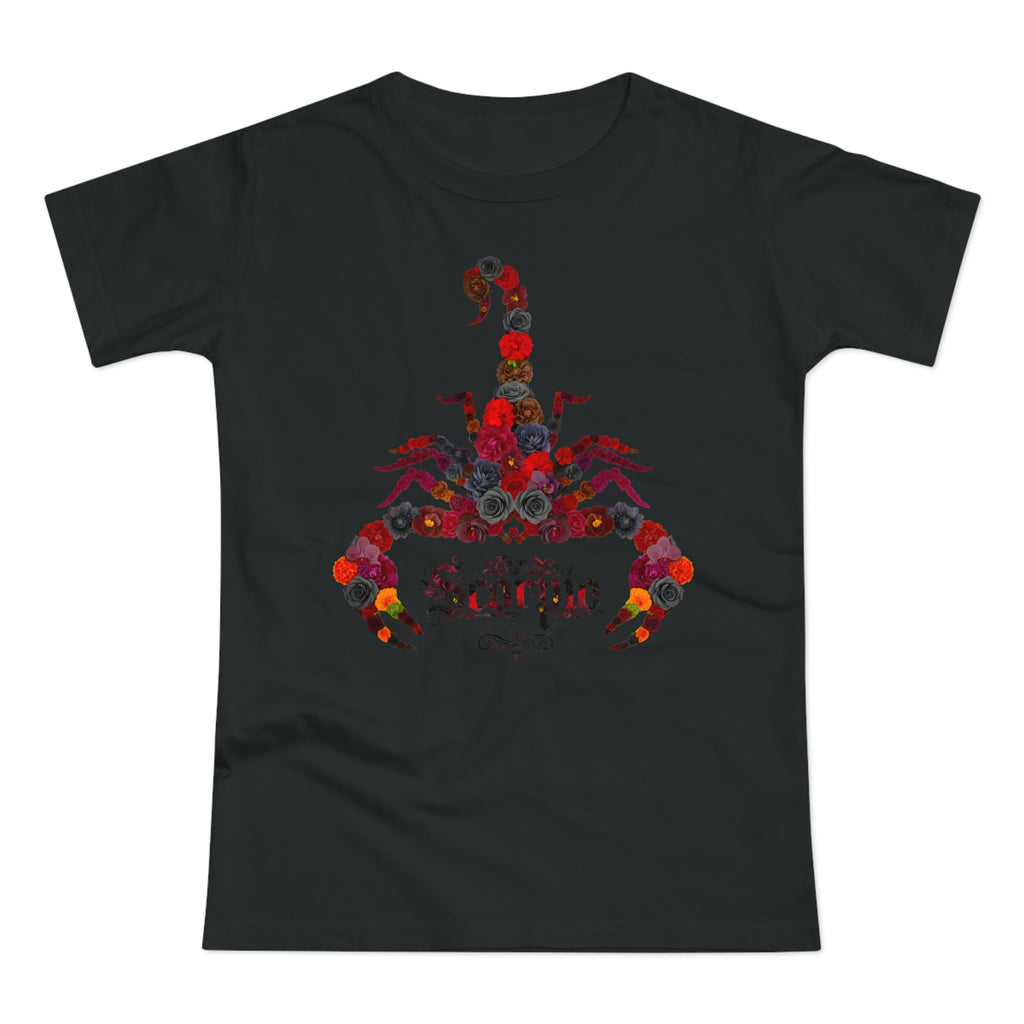 Skorpion: Frontprint, Womens' T-Shirt, florales Sternzeichen, Zodiac Astrologie (Scorpio)