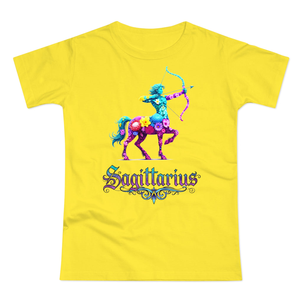 Schütze: Frontprint, Womens' T-Shirt, florales Sternzeichen, Zodiac Astrologie (Sagittarius)