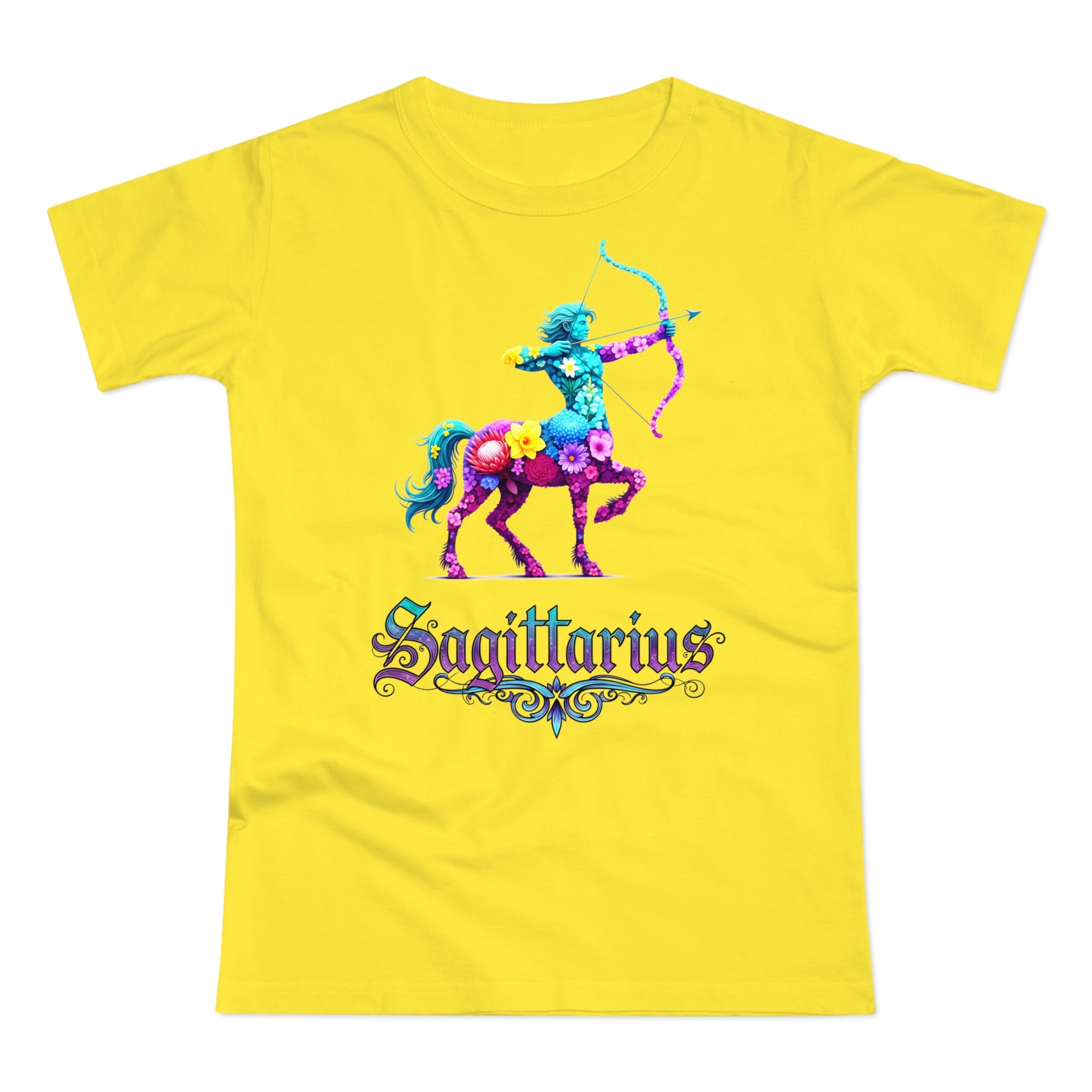 Schütze: Frontprint, Womens' T-Shirt, florales Sternzeichen, Zodiac Astrologie (Sagittarius)