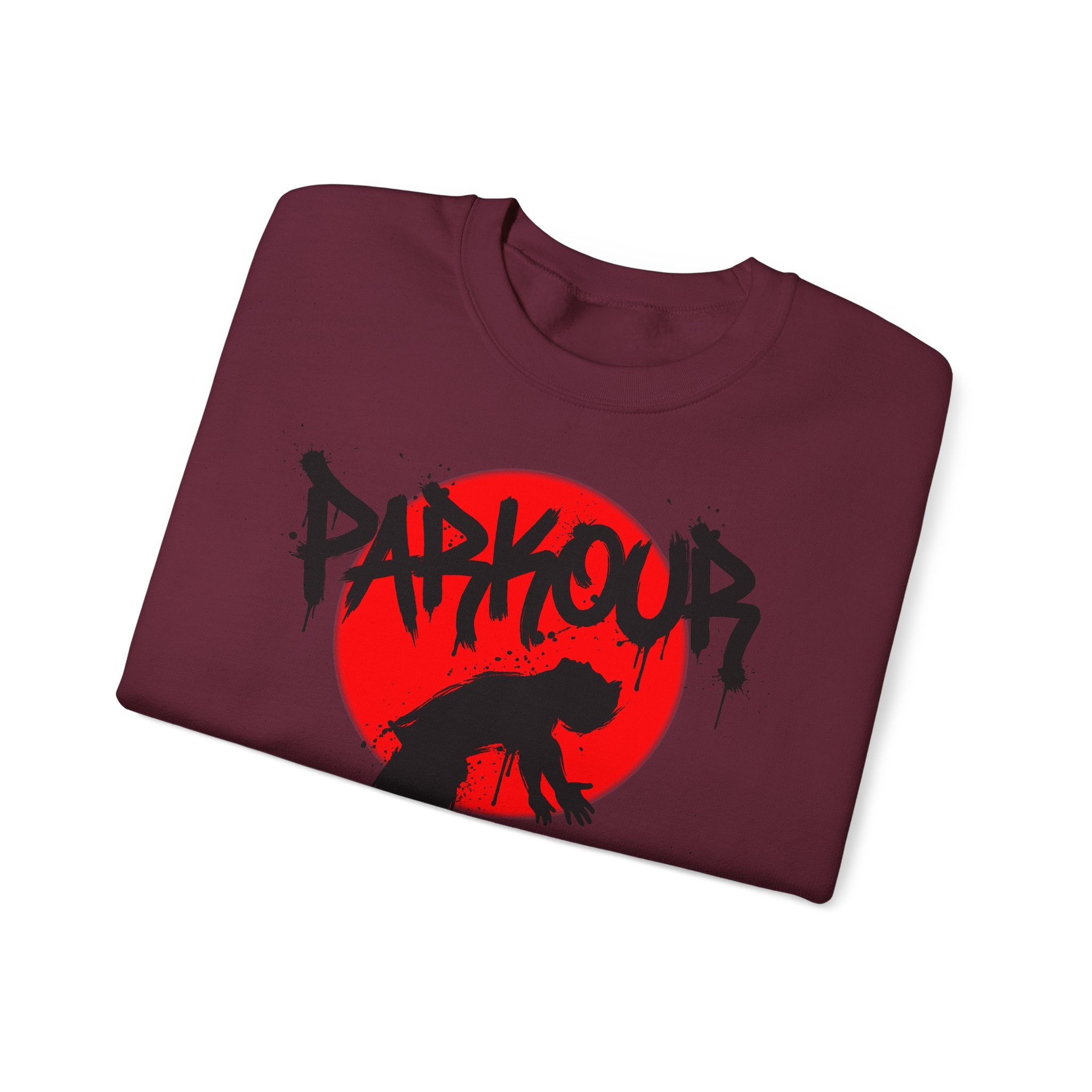 Parkour A: Frontprint, Unisex Sweatshirt - Urban Stunt Silhouette Crewneck