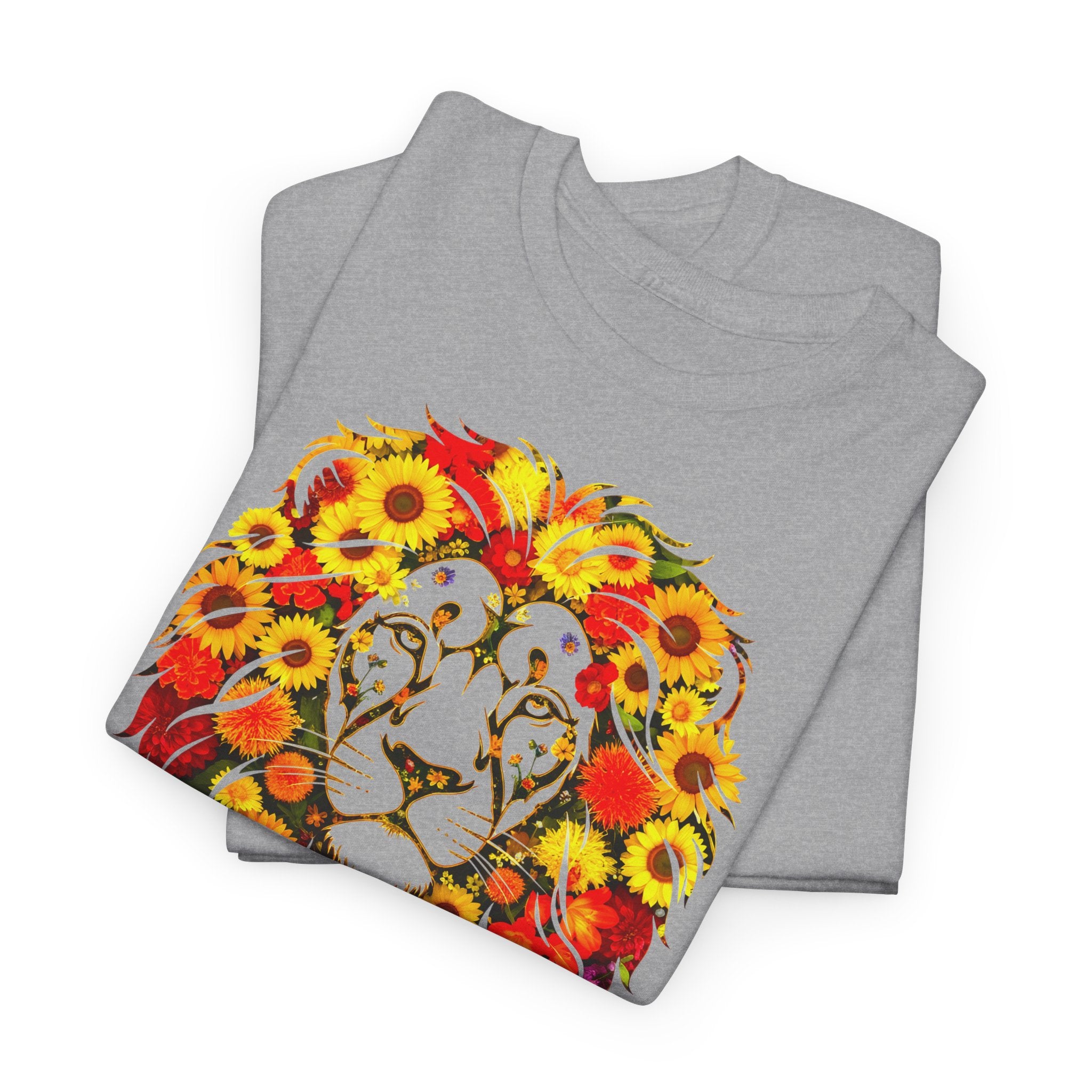 Löwe: Frontprint, Unisex T-Shirt - Florales Sternzeichen Astrologie (Leo)