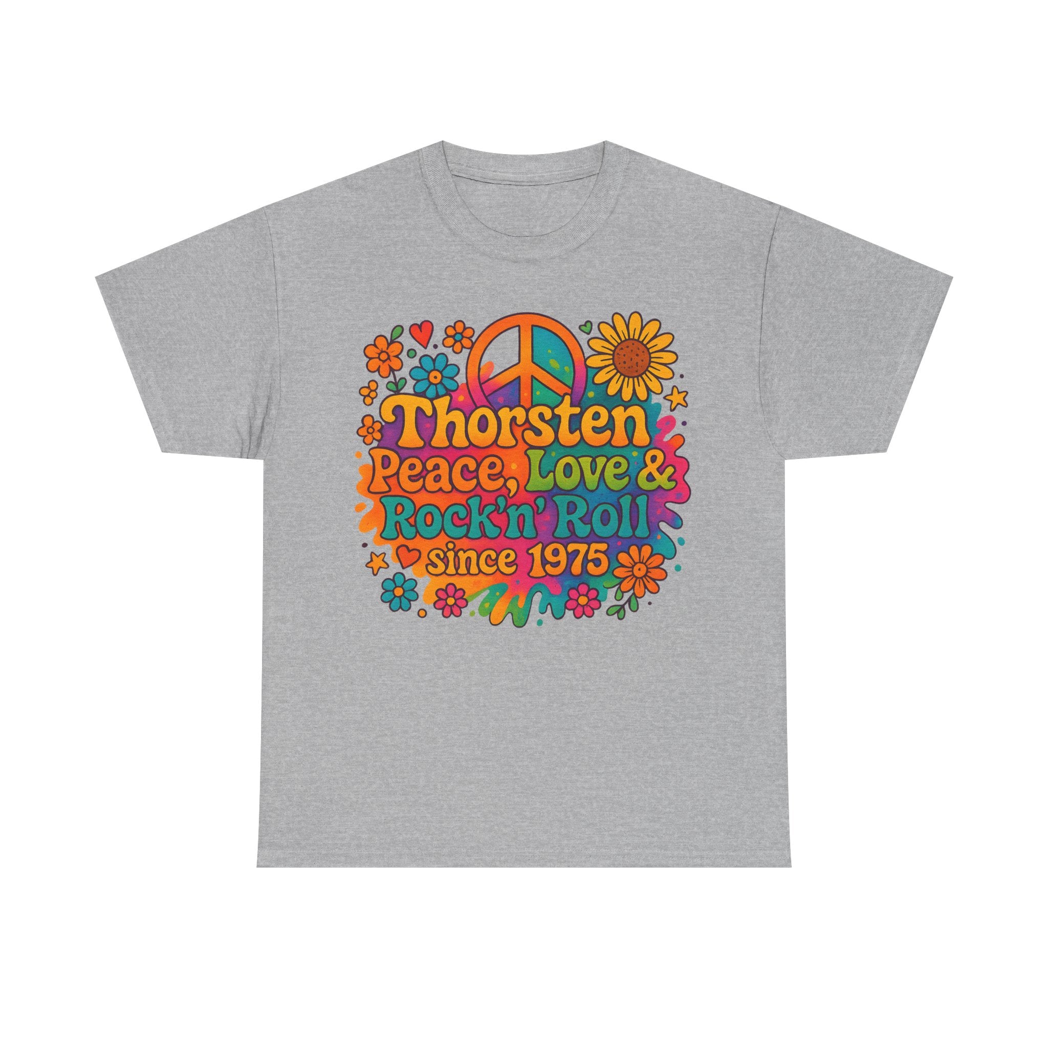 Thorsten, 1975, Retro Peace & Love Tee, Unisex Heavy Cotton Top, Vintage Rock'n'Roll Shirt, Music Lover Gift, 70s Inspired Fashion