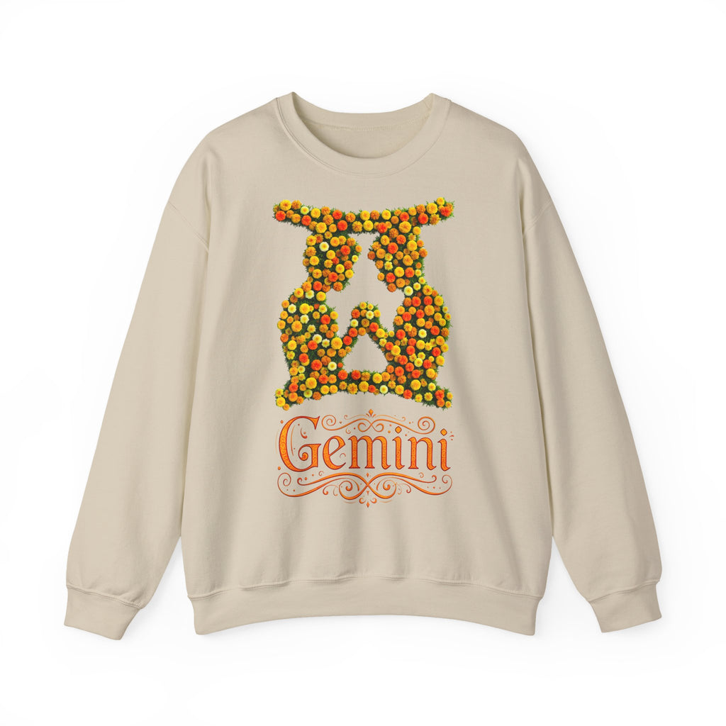 Zwilling: Frontprint, Unisex Sweatshirt, florales Sternzeichen, Zodiac Astrologie (Gemini)