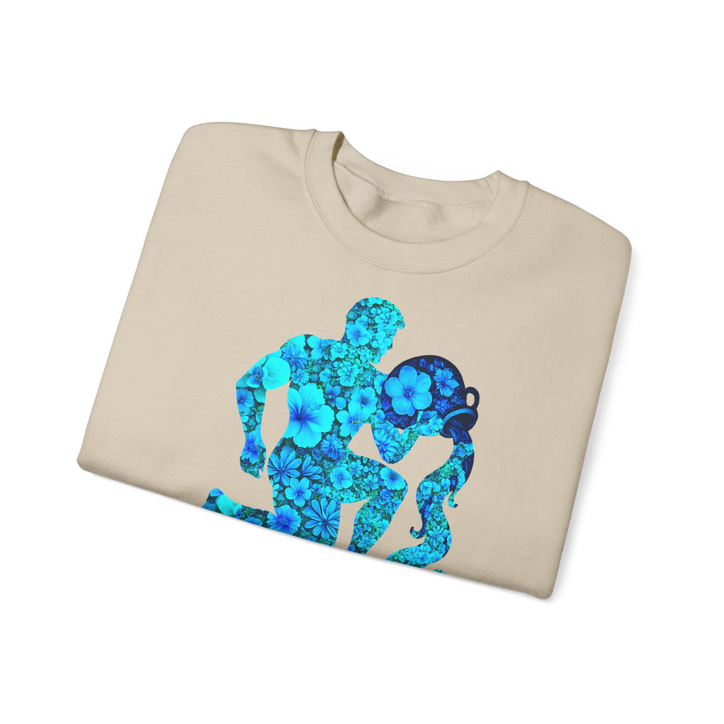 Wassermann: Frontprint, Unisex Sweatshirt, florales Sternzeichen, Astrologie Zodiac (Aquarius)