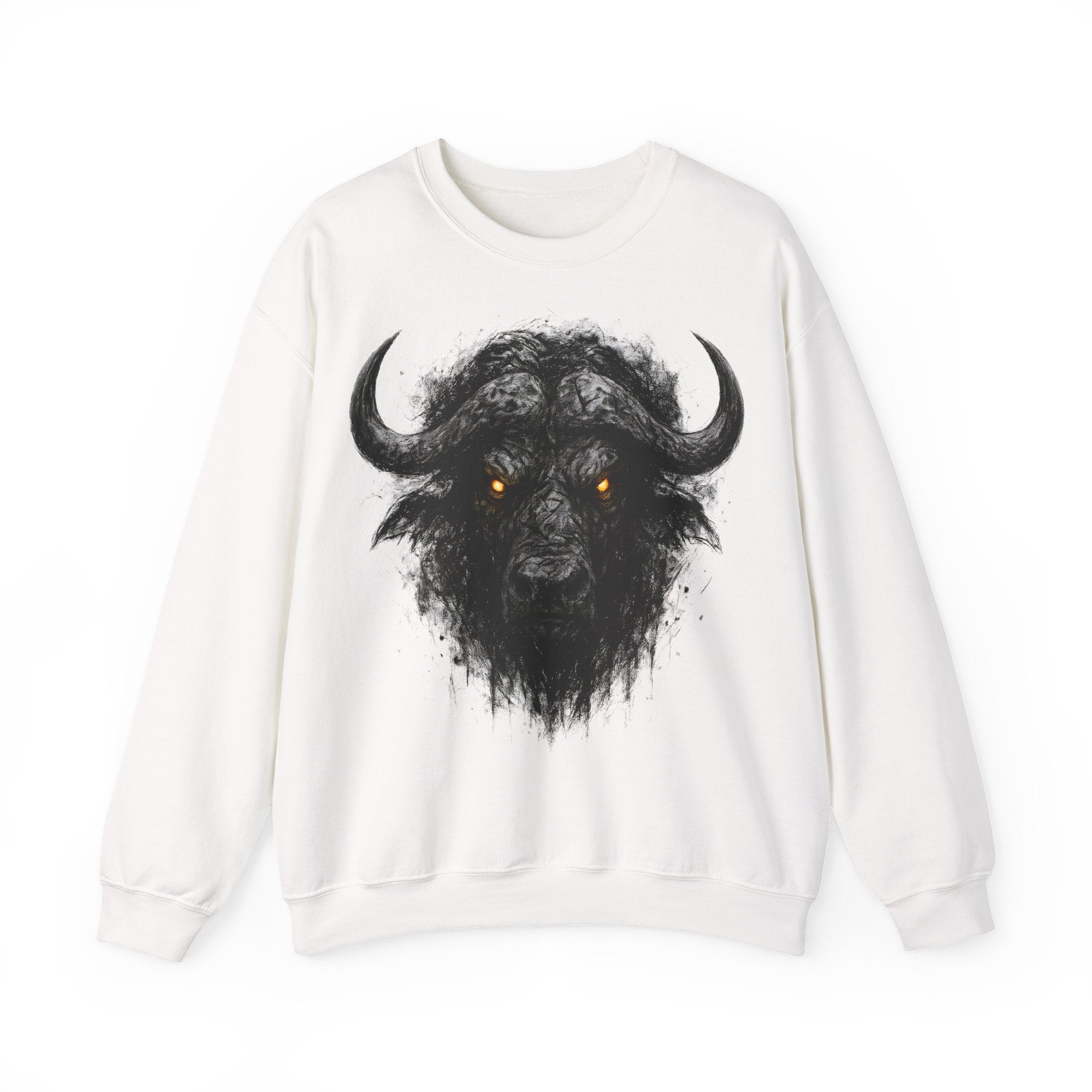 Büffel: Animals-Collection, Frontprint, Unisex Sweatshirt, Buffalo Spirit