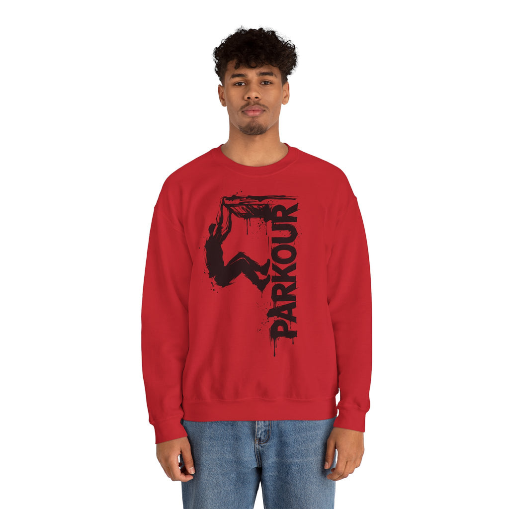 Parkour 09: Frontprint, Unisex Sweatshirt - Urban Stunt Silhouette Crewneck