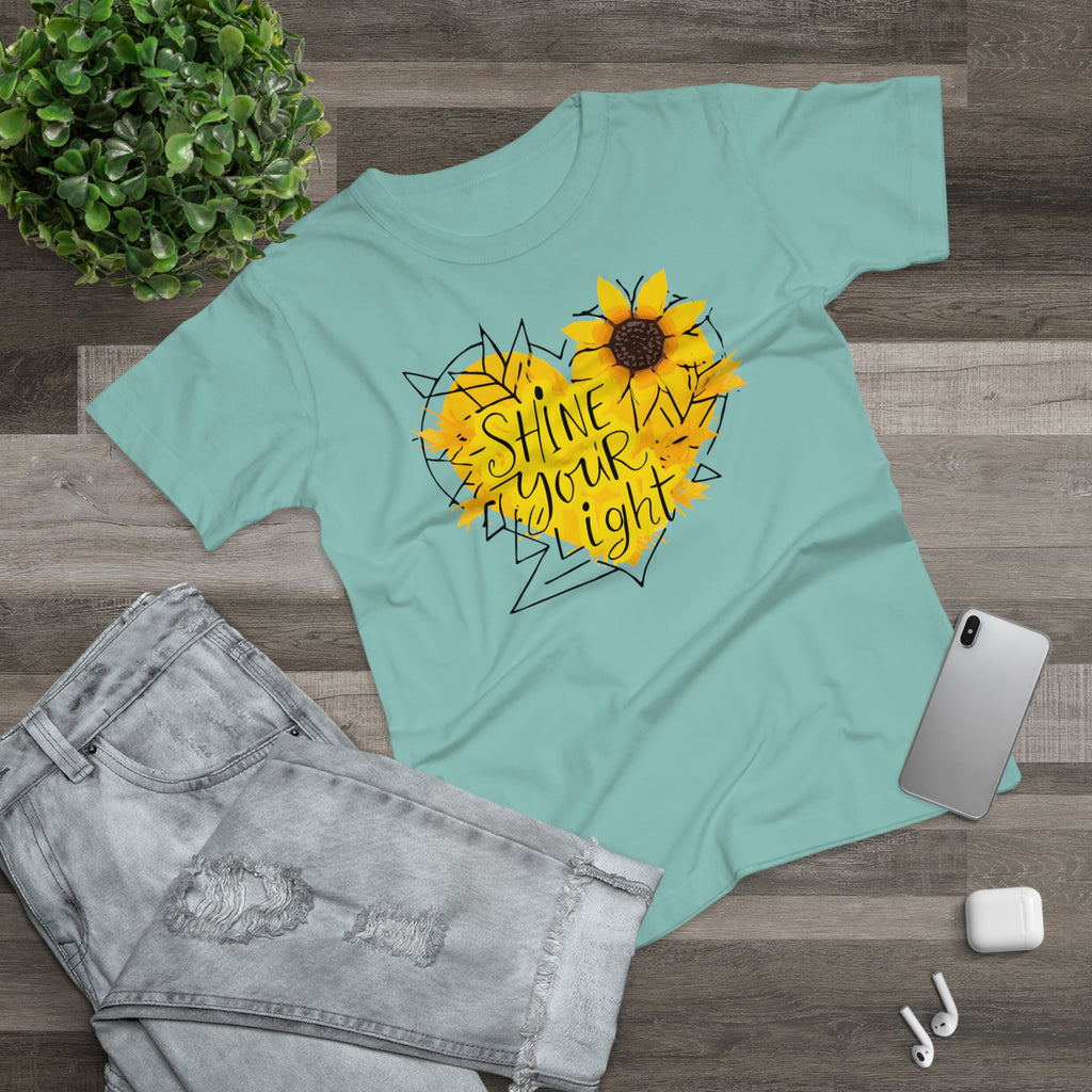 Sunflower Heart, Frontprint, Womens' T-Shirt, Shine Your Light