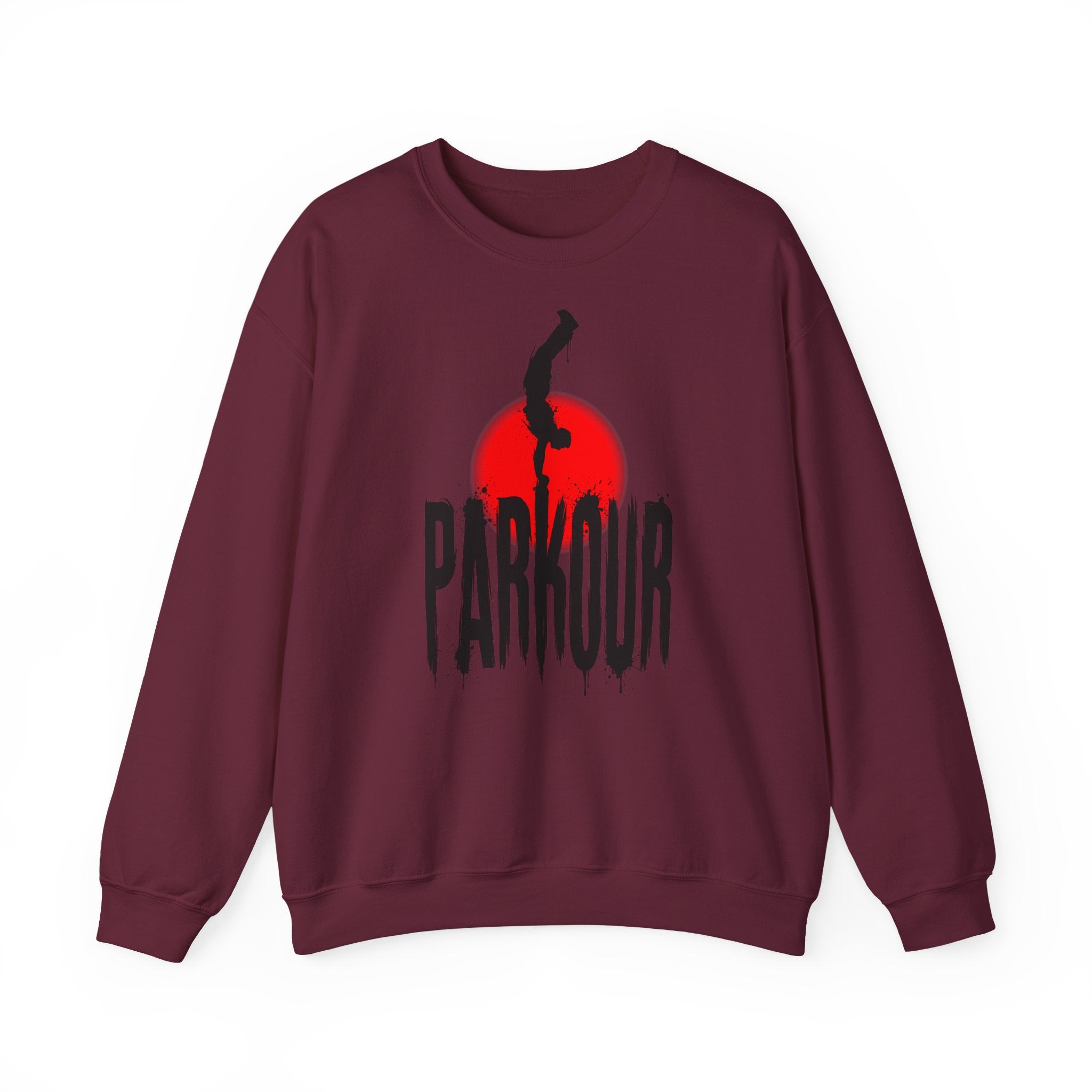 Parkour B: Frontprint, Unisex Sweatshirt - Urban Stunt Silhouette Crewneck