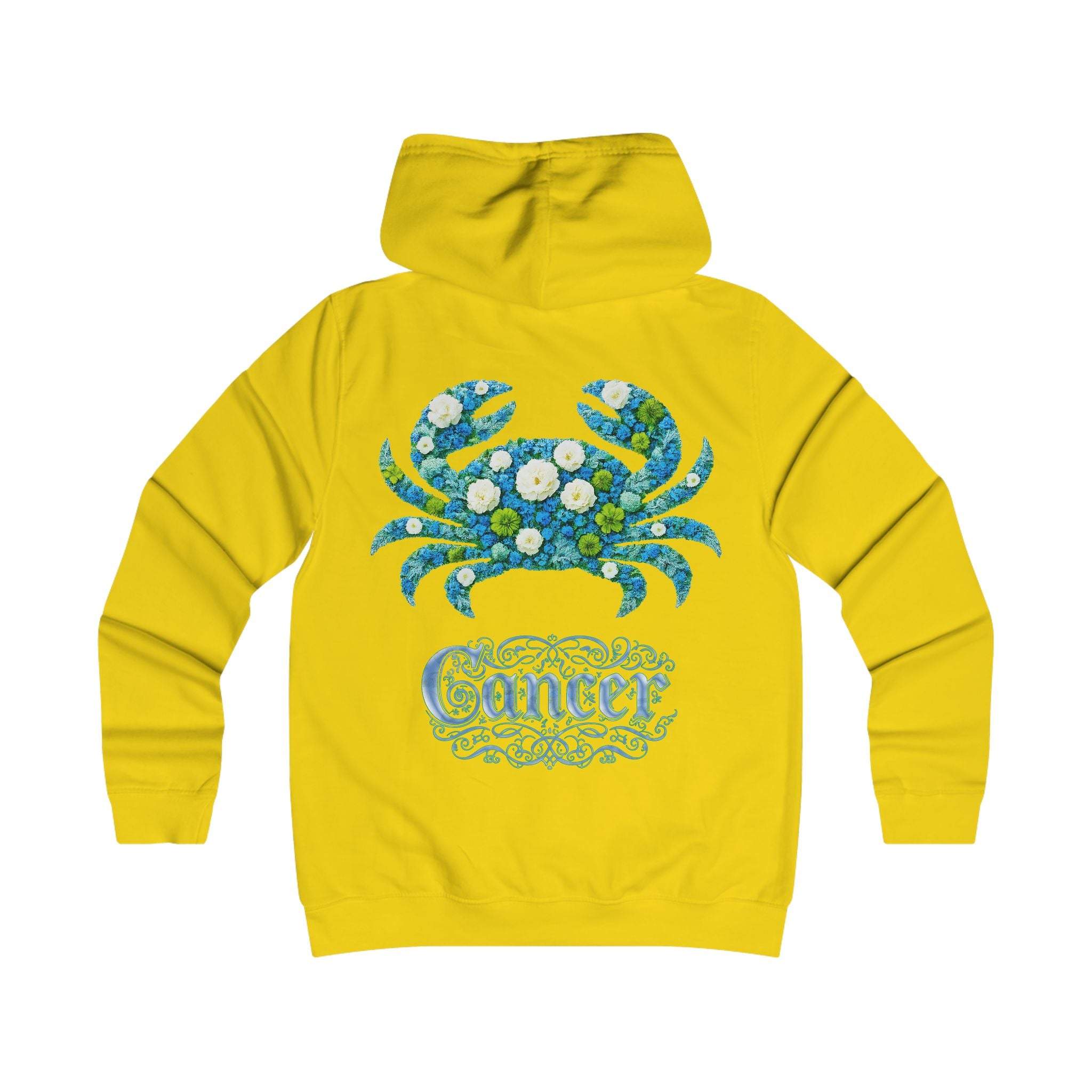 Krebs: Backprint, Womens' Hoodie - florales Sternzeichen, Zodiac (Cancer)