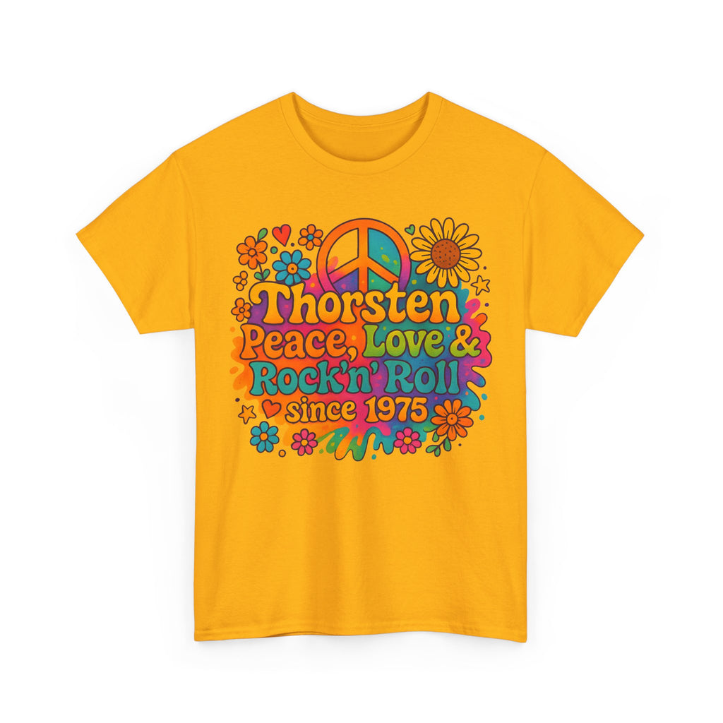 Thorsten, 1975, Retro Peace & Love Tee, Unisex Heavy Cotton Top, Vintage Rock'n'Roll Shirt, Music Lover Gift, 70s Inspired Fashion