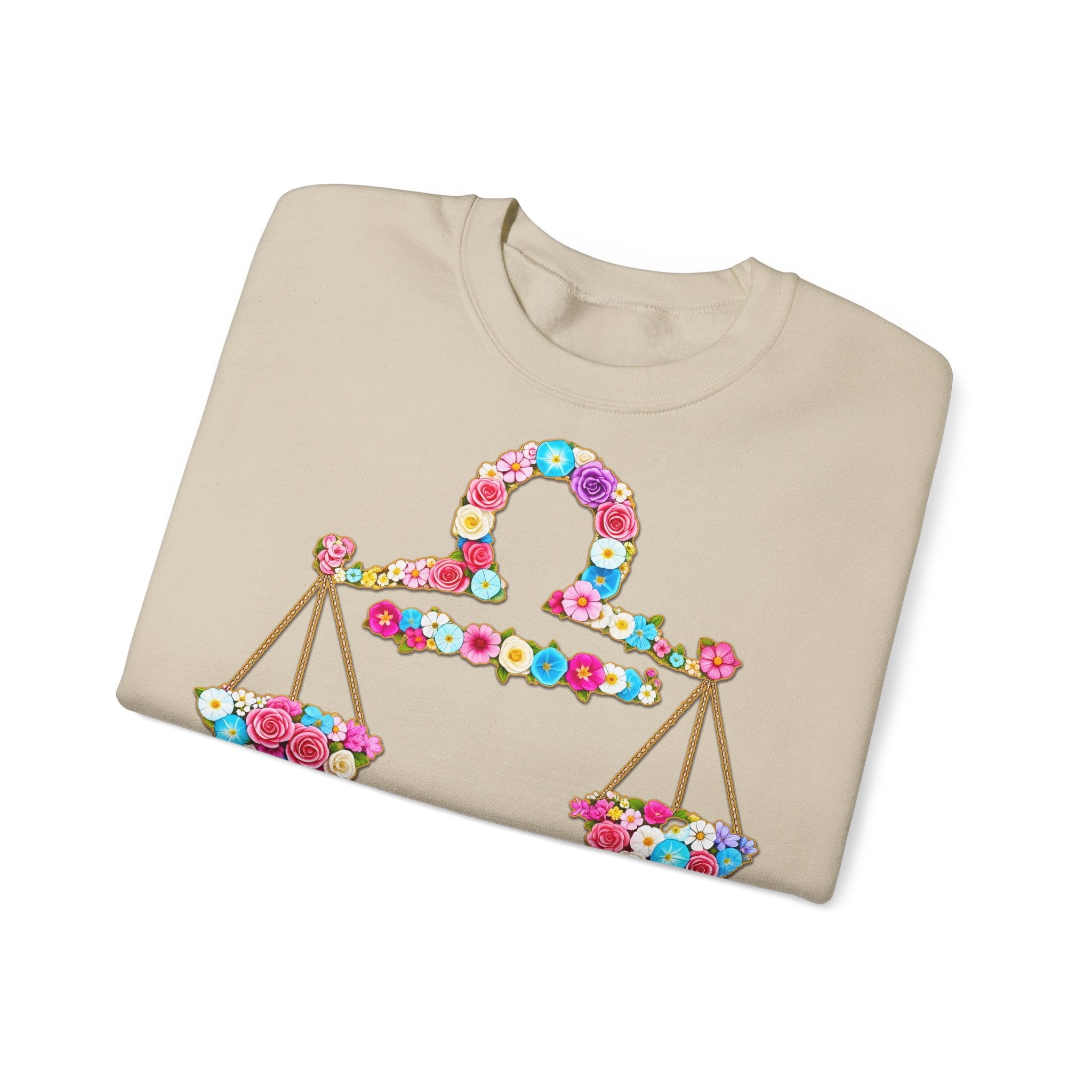 Waage: Frontprint, Unisex Sweatshirt, florales Sternzeichen, Zodiac Astrologie (Libra)