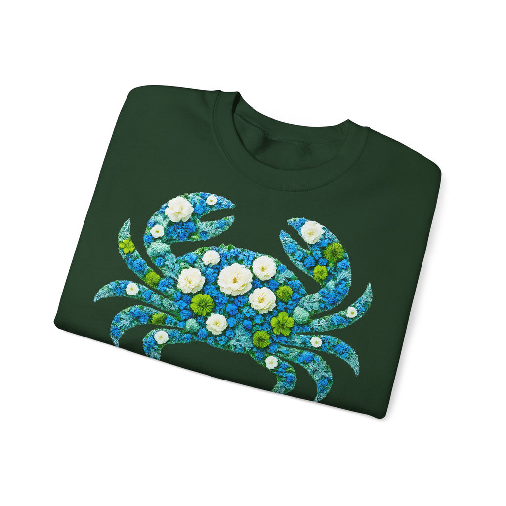 Krebs: Frontprint, Unisex Sweatshirt, florales Sternzeichen, Zodiac Astrologie (Cancer)