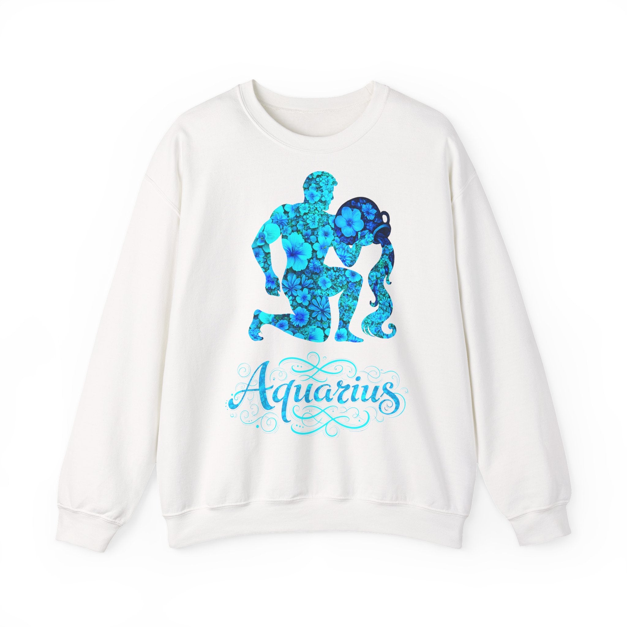 Wassermann: Frontprint, Unisex Sweatshirt, florales Sternzeichen, Astrologie Zodiac (Aquarius)