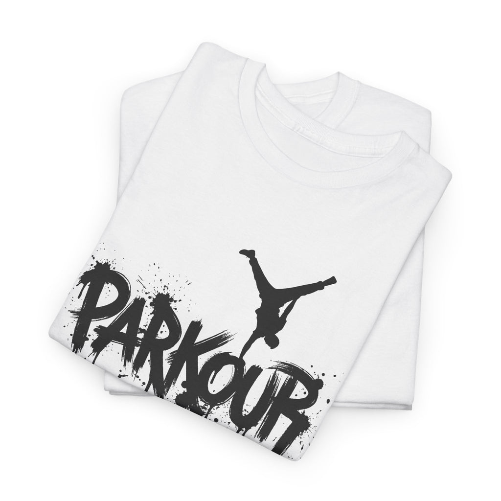 Parkour 05: Frontprint, Unisex T-Shirt - Urban Stunt Silhouette Crewneck
