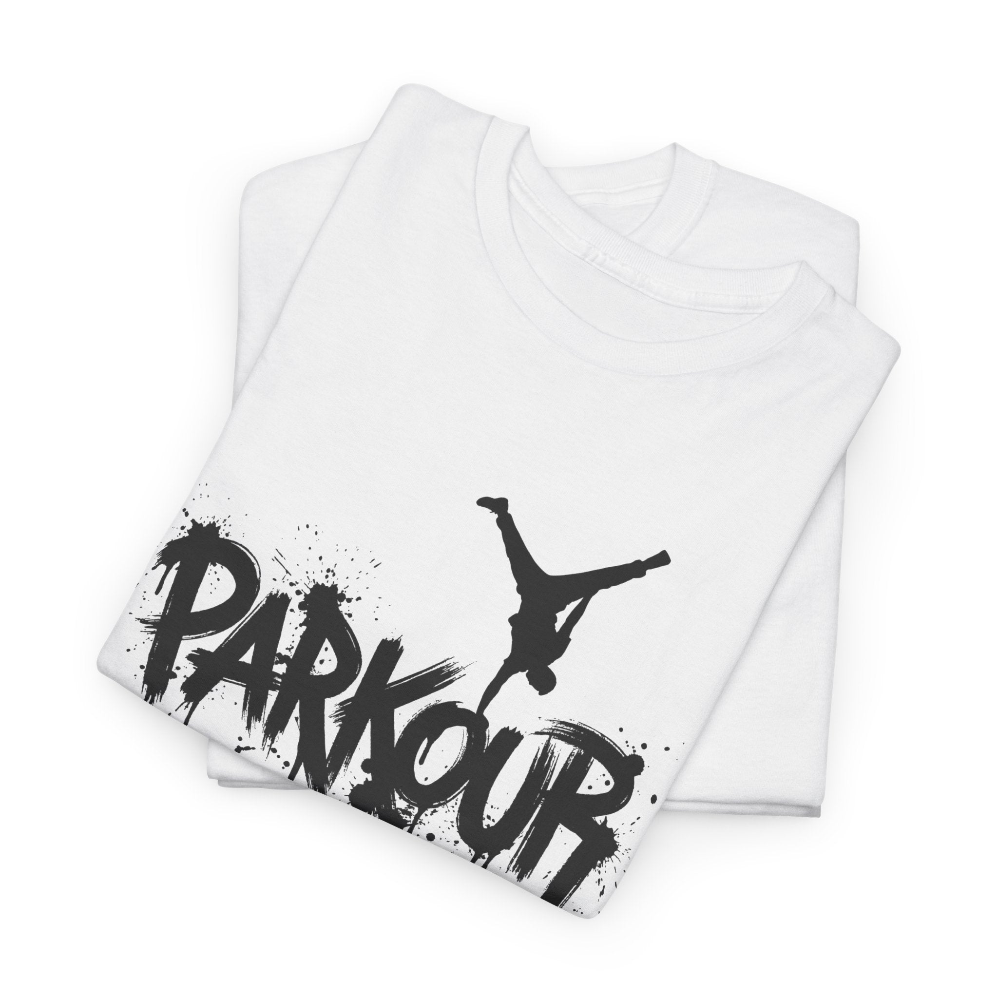 Parkour 05: Frontprint, Unisex T-Shirt - Urban Stunt Silhouette Crewneck