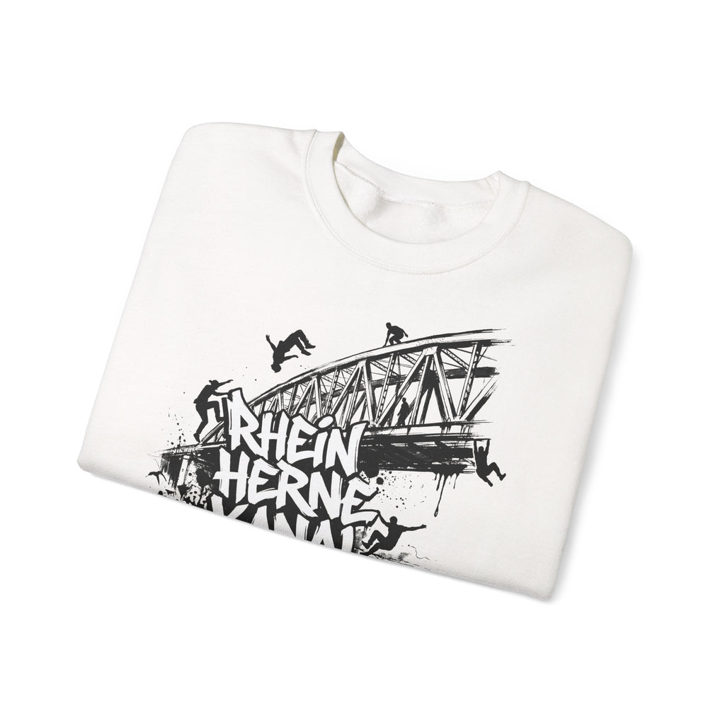 Parkour C: Frontprint, Unisex Sweatshirt - Urban Stunt Silhouette Crewneck