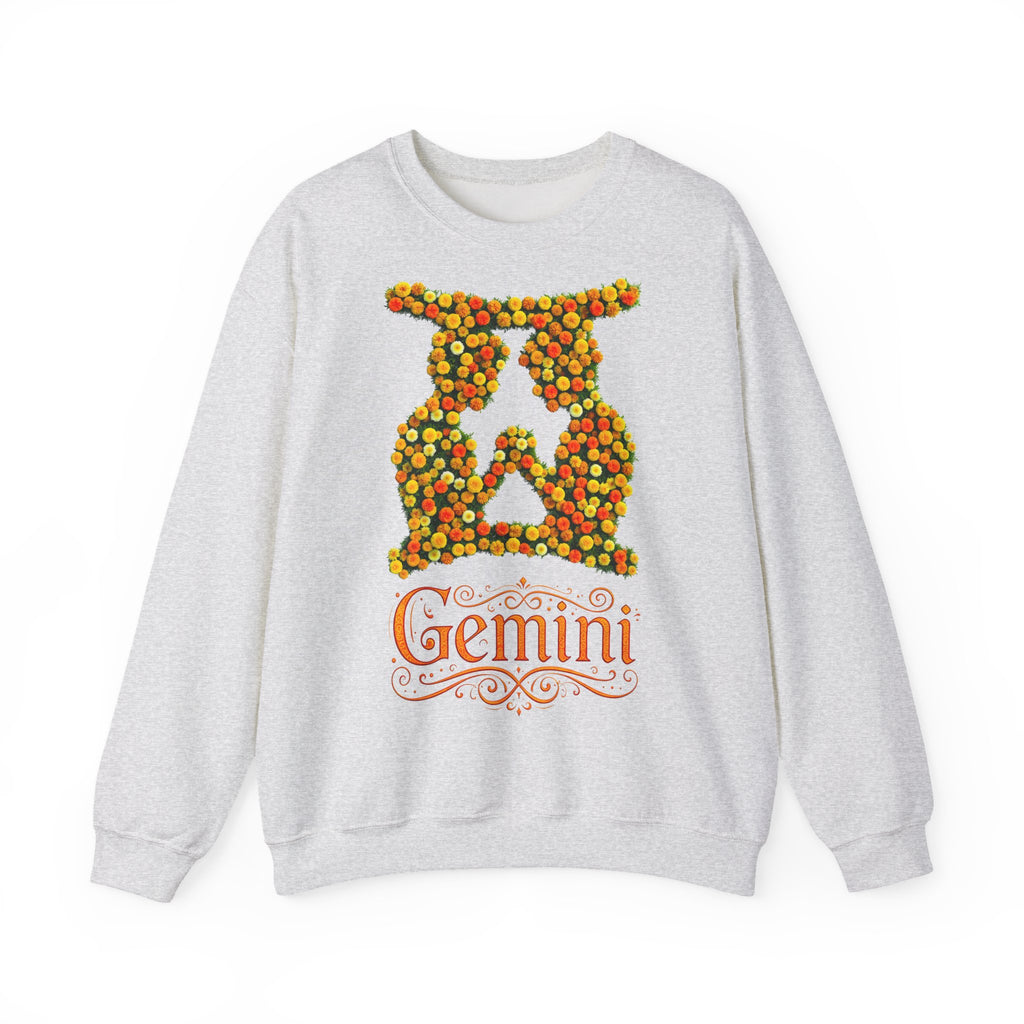 Zwilling: Frontprint, Unisex Sweatshirt, florales Sternzeichen, Zodiac Astrologie (Gemini)