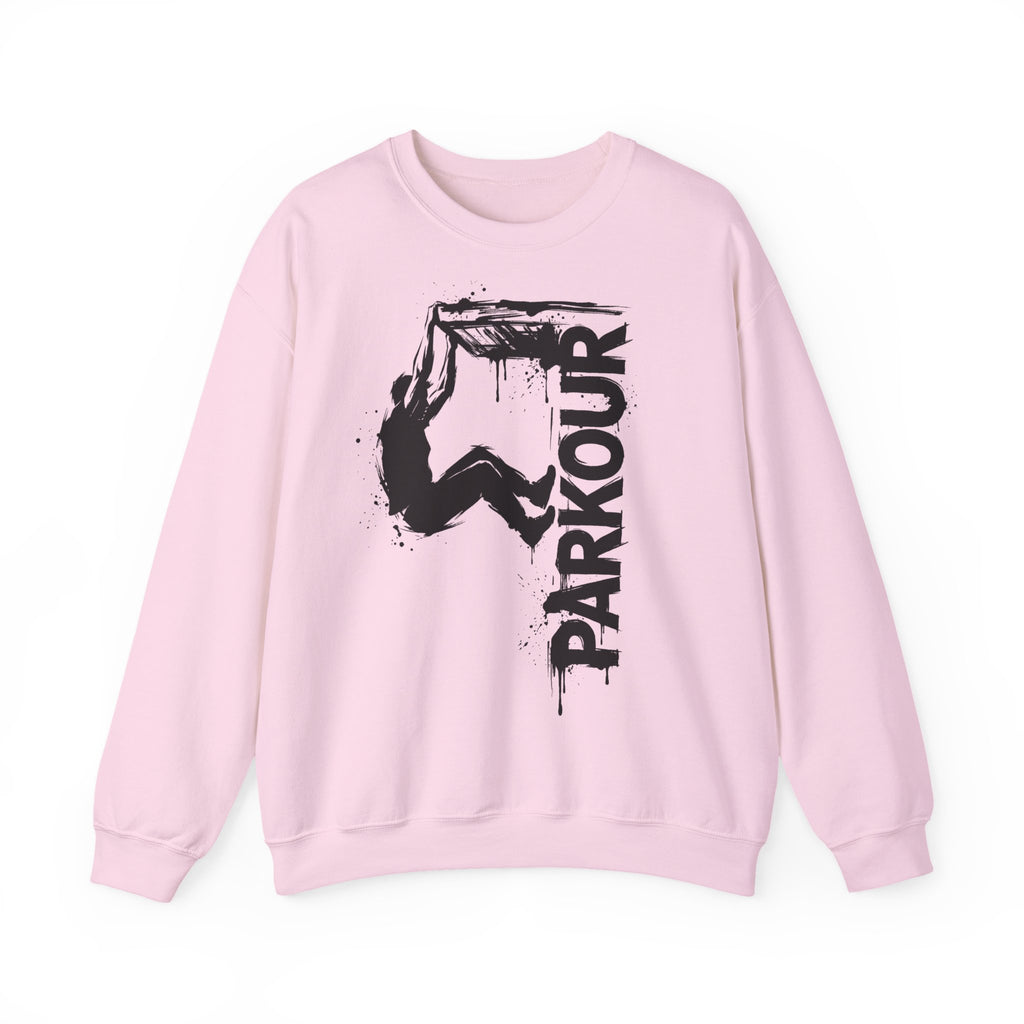 Parkour 09: Frontprint, Unisex Sweatshirt - Urban Stunt Silhouette Crewneck