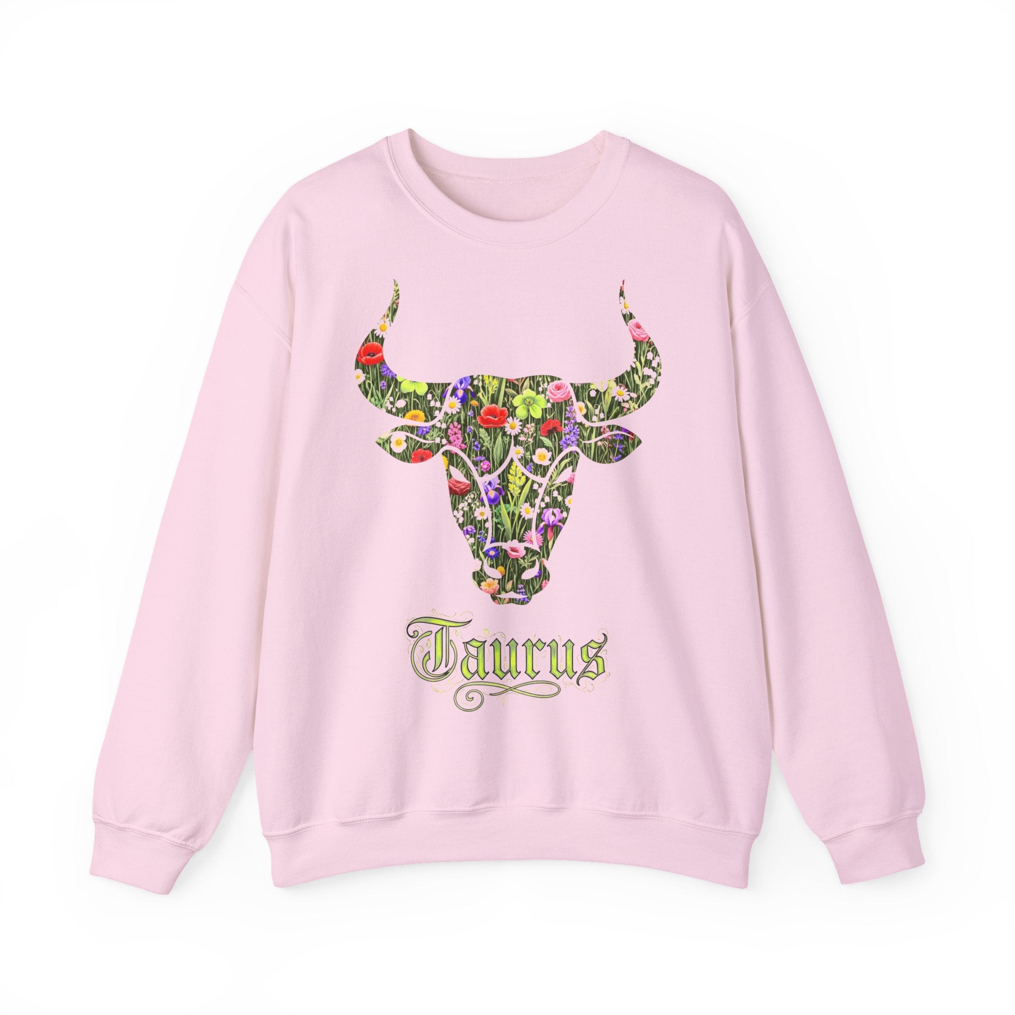 Stier: Frontprint, Unisex Sweatshirt, florales Sternzeichen, Zodiac Astrologie (Taurus)