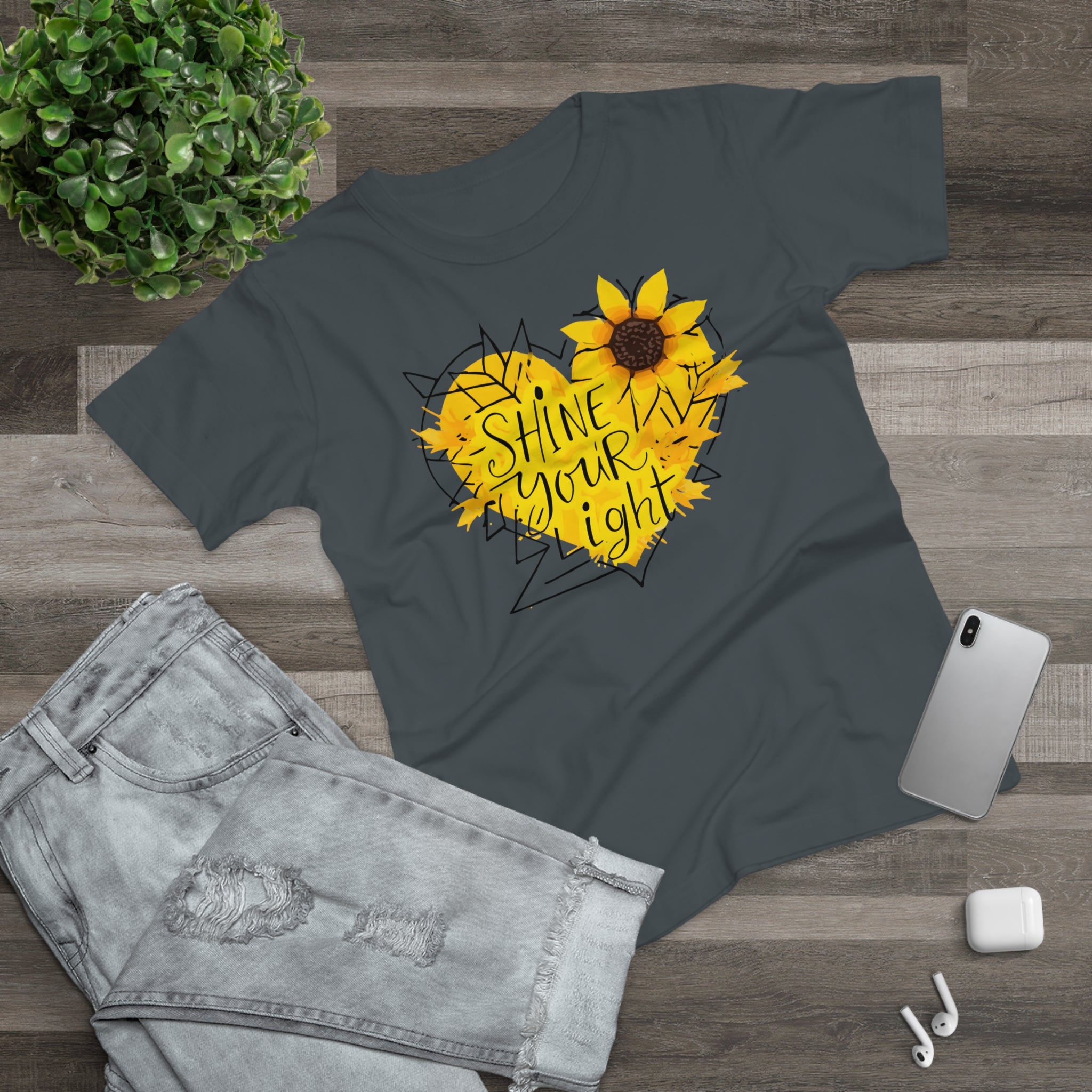 Sunflower Heart, Frontprint, Womens' T-Shirt, Shine Your Light