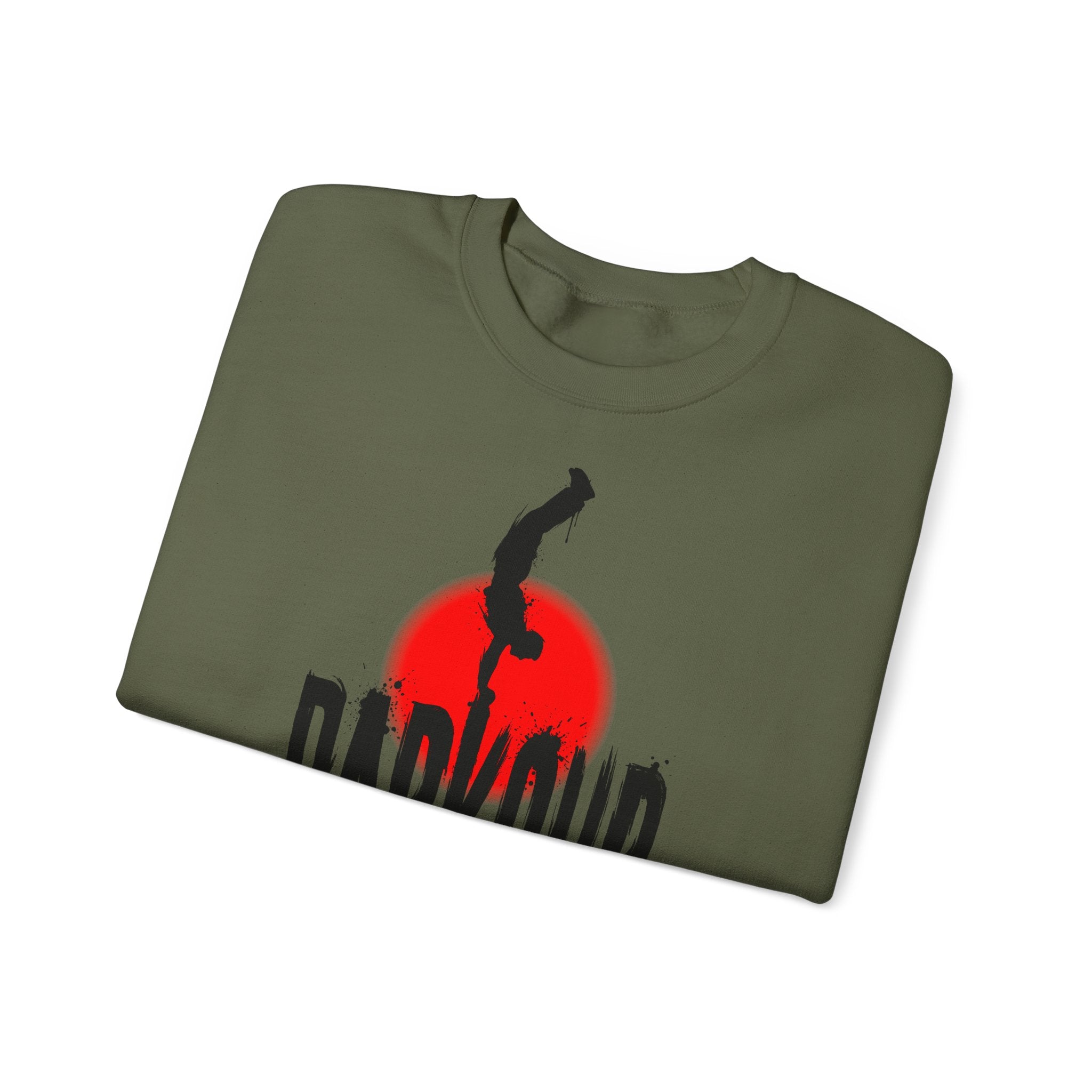 Parkour B: Frontprint, Unisex Sweatshirt - Urban Stunt Silhouette Crewneck