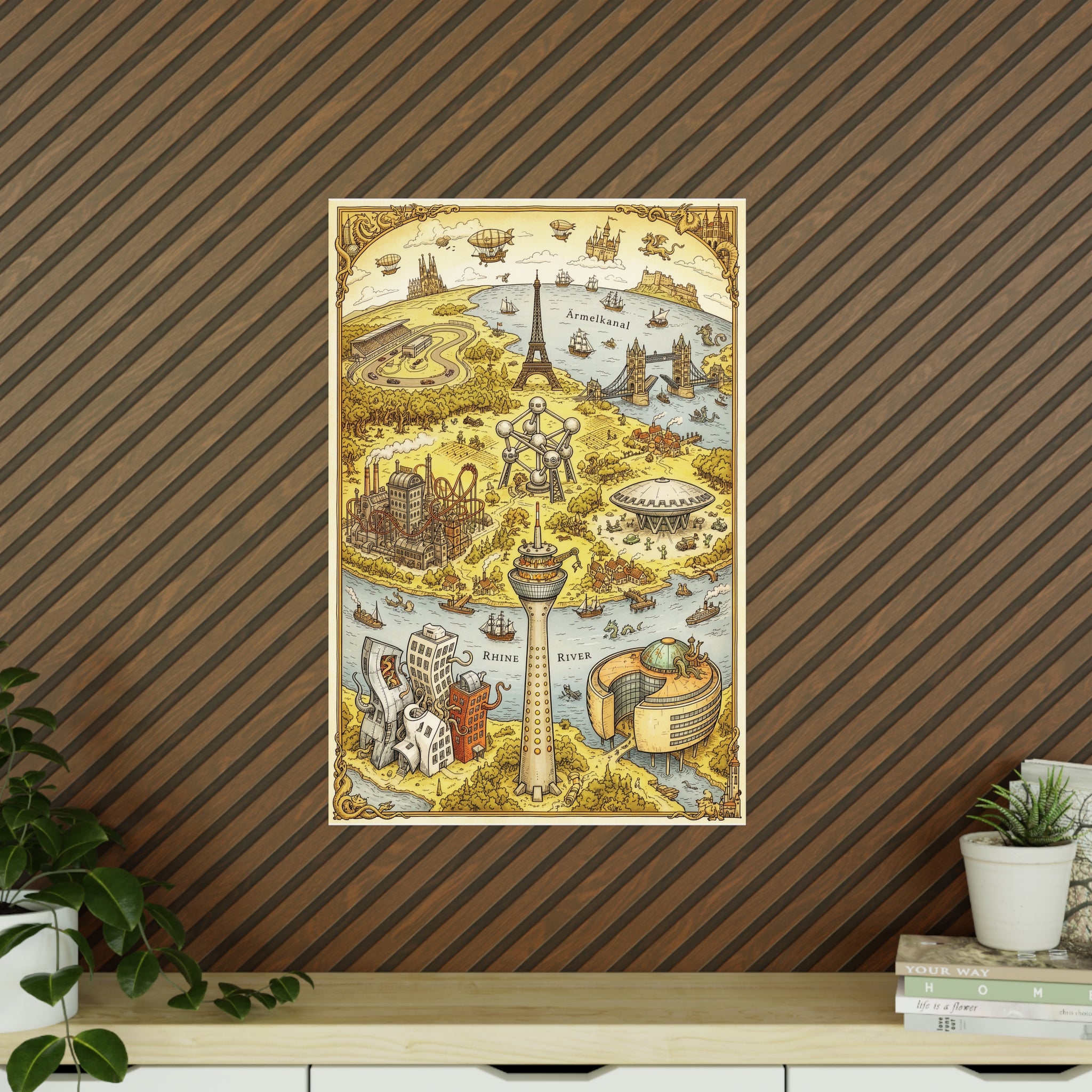 Poster 60 x 90: Düsseldorf (Vintage Fantasy Collection)