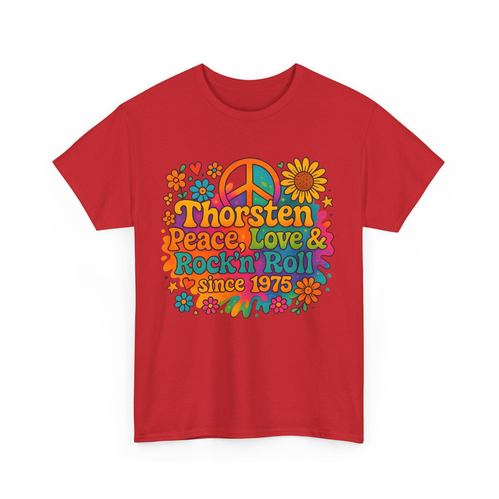 Thorsten, 1975, Retro Peace & Love Tee, Unisex Heavy Cotton Top, Vintage Rock'n'Roll Shirt, Music Lover Gift, 70s Inspired Fashion