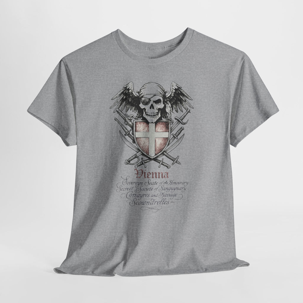 Grimwater Edition - Vienna, the sinister old headquarter of the Secret Society of bloodthirsty Pirates, Skull and Sword Gothic T-shirt