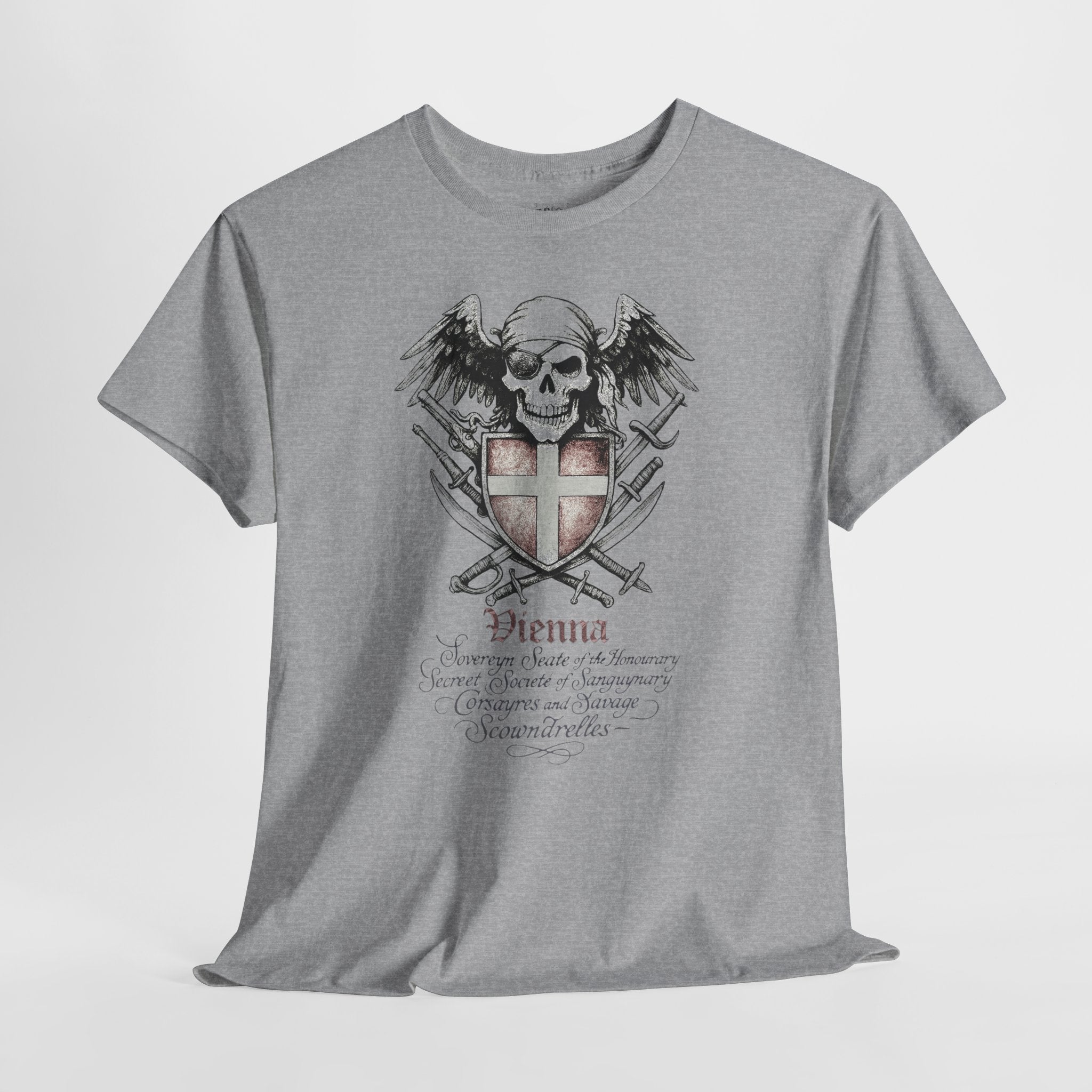 Grimwater Edition - Vienna, the sinister old headquarter of the Secret Society of bloodthirsty Pirates, Skull and Sword Gothic T-shirt