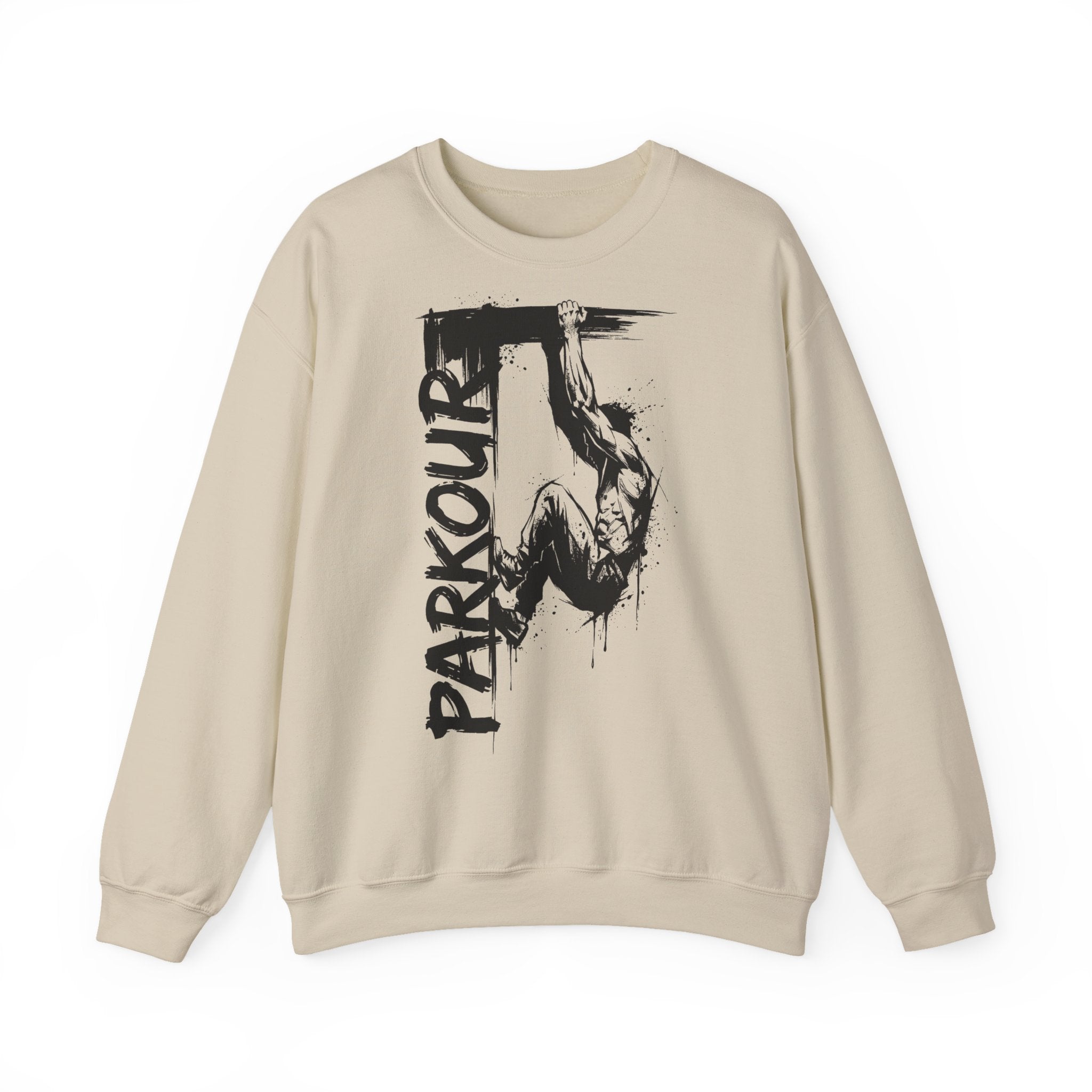 Parkour 08: Frontprint, Unisex Sweatshirt - Urban Stunt Silhouette Crewneck