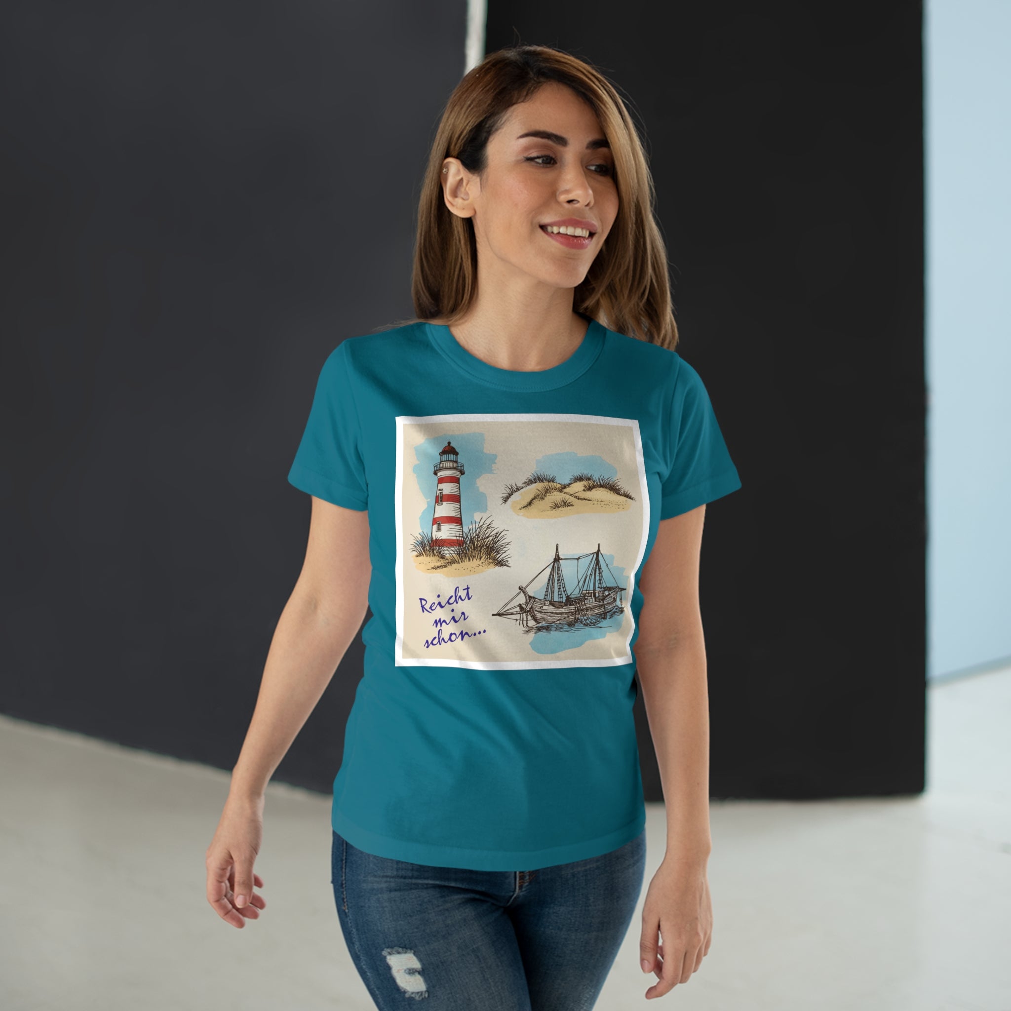 Lighthouse Bliss. Frontprint, Women's T-Shirt, Nautical Tee, Summer Fashion, Beach Vibe, Gift for Ocean Lovers