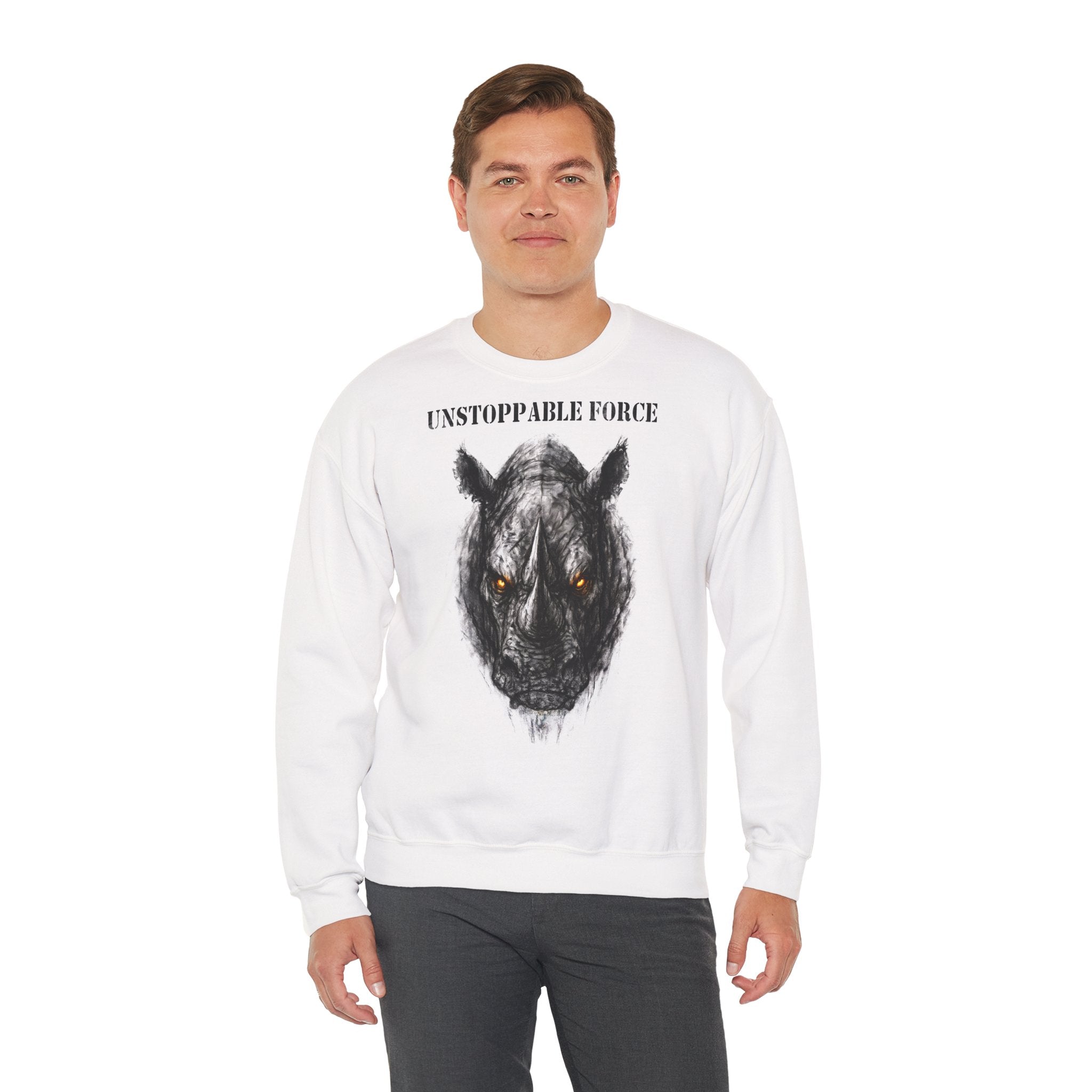 Nashorn - Unstoppable Force: Animals-Collection, Frontprint, Unisex Sweatshirt