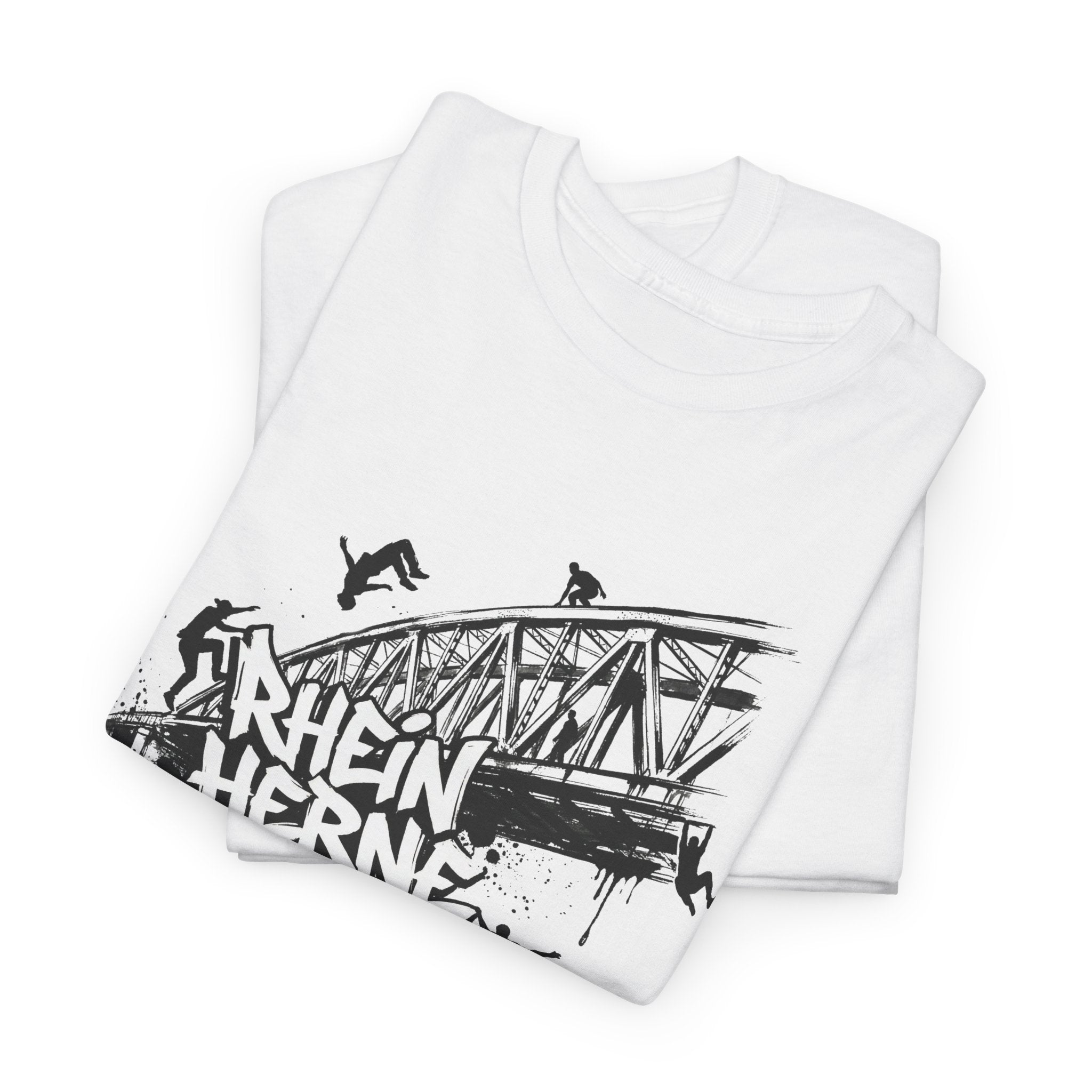 Parkour C: Frontprint, Unisex T-Shirt - Urban Stunt Silhouette Crewneck