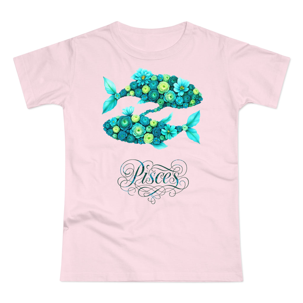 Fische: Frontprint, Womens' T-Shirt, florales Sternzeichen, Zodiac Astrologie (Pisces)